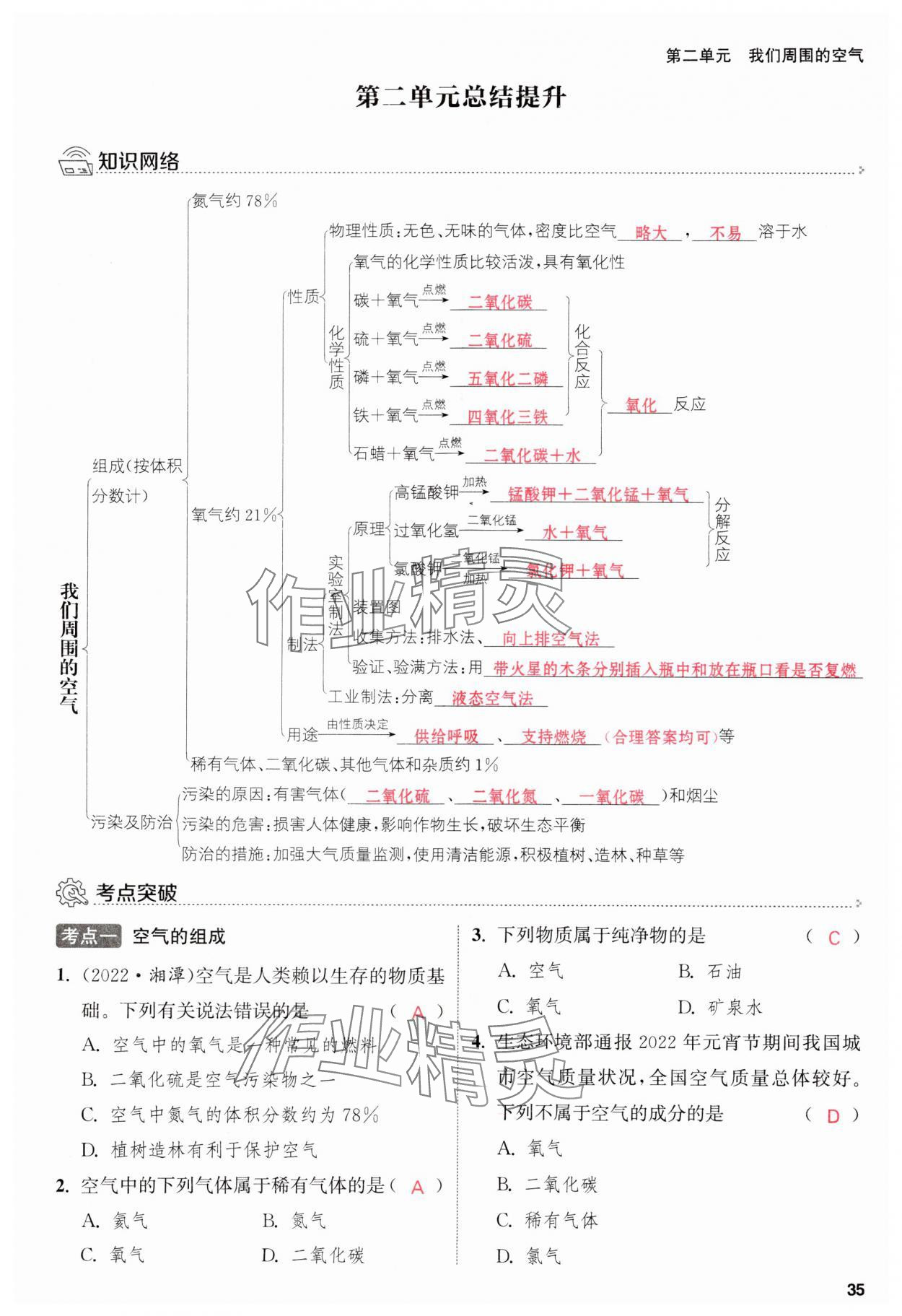 2023年金鑰匙提優(yōu)訓(xùn)練課課練九年級化學(xué)上冊人教版 參考答案第35頁