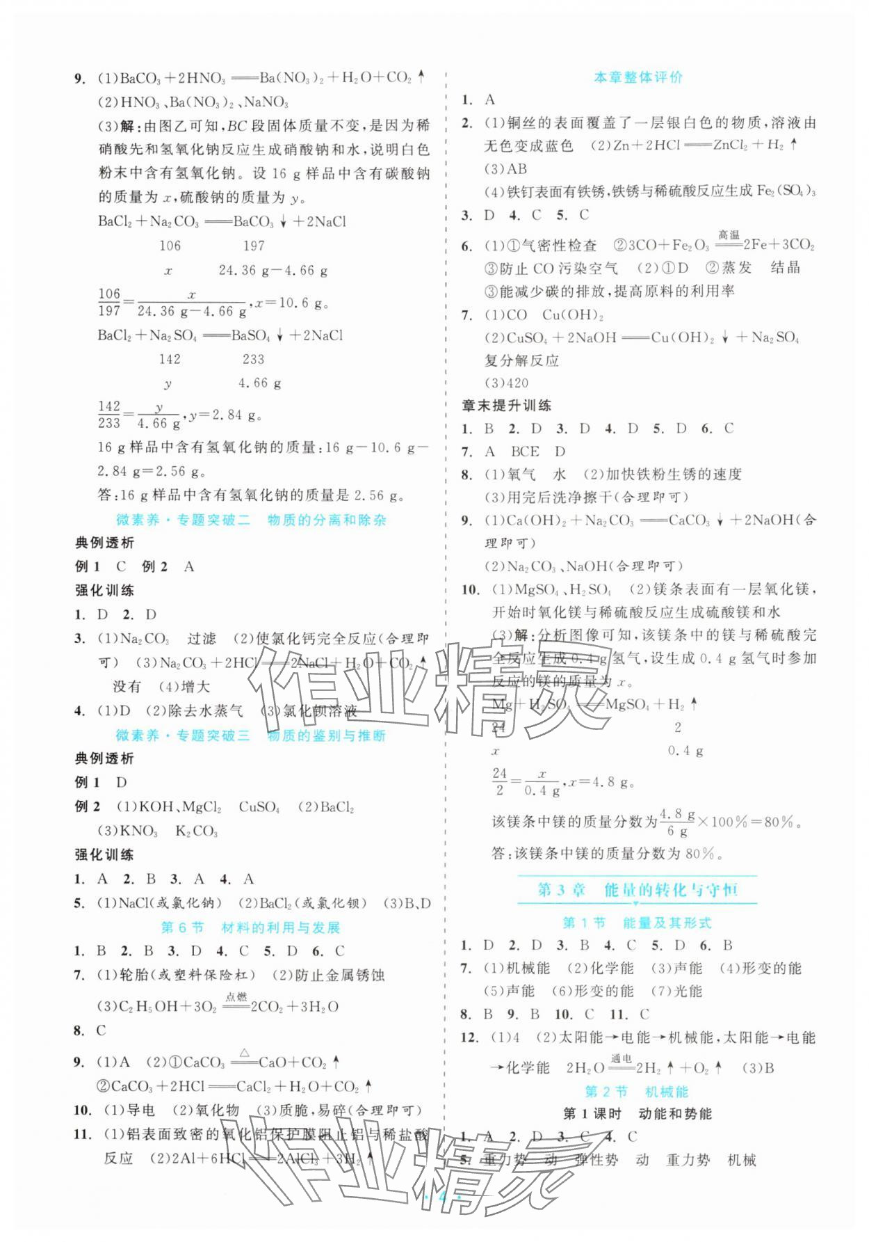 2025年精彩練習就練這一本九年級科學(xué)全一冊浙教版評議教輔&nbsp;第4頁
