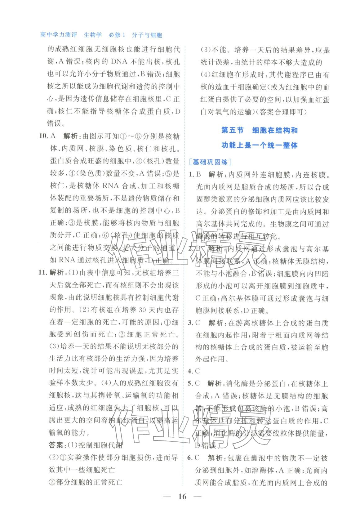 2025年高中學(xué)力測(cè)評(píng)生物必修第一冊(cè)&nbsp;第16頁(yè)