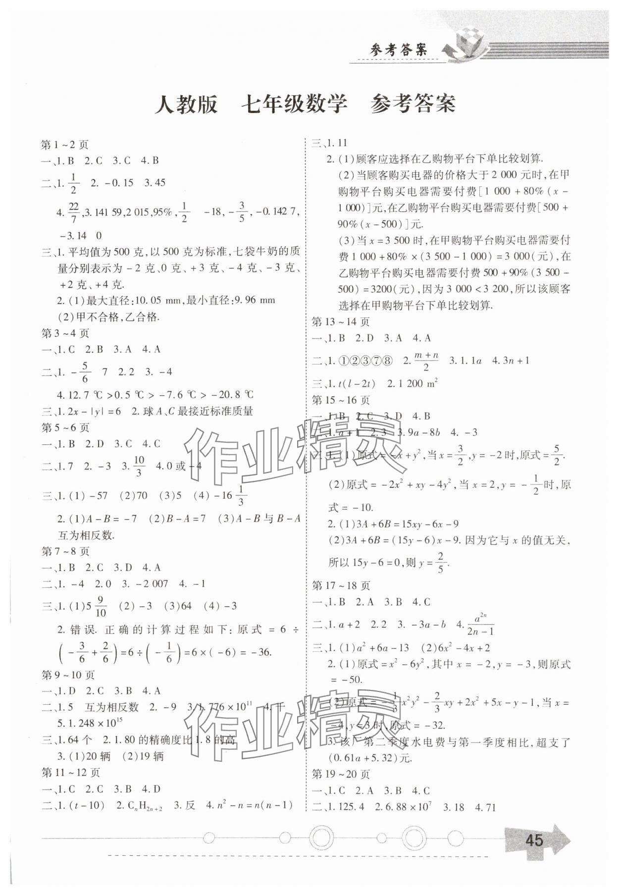 2025年智趣寒假作業(yè)七年級數(shù)學人教版 第1頁