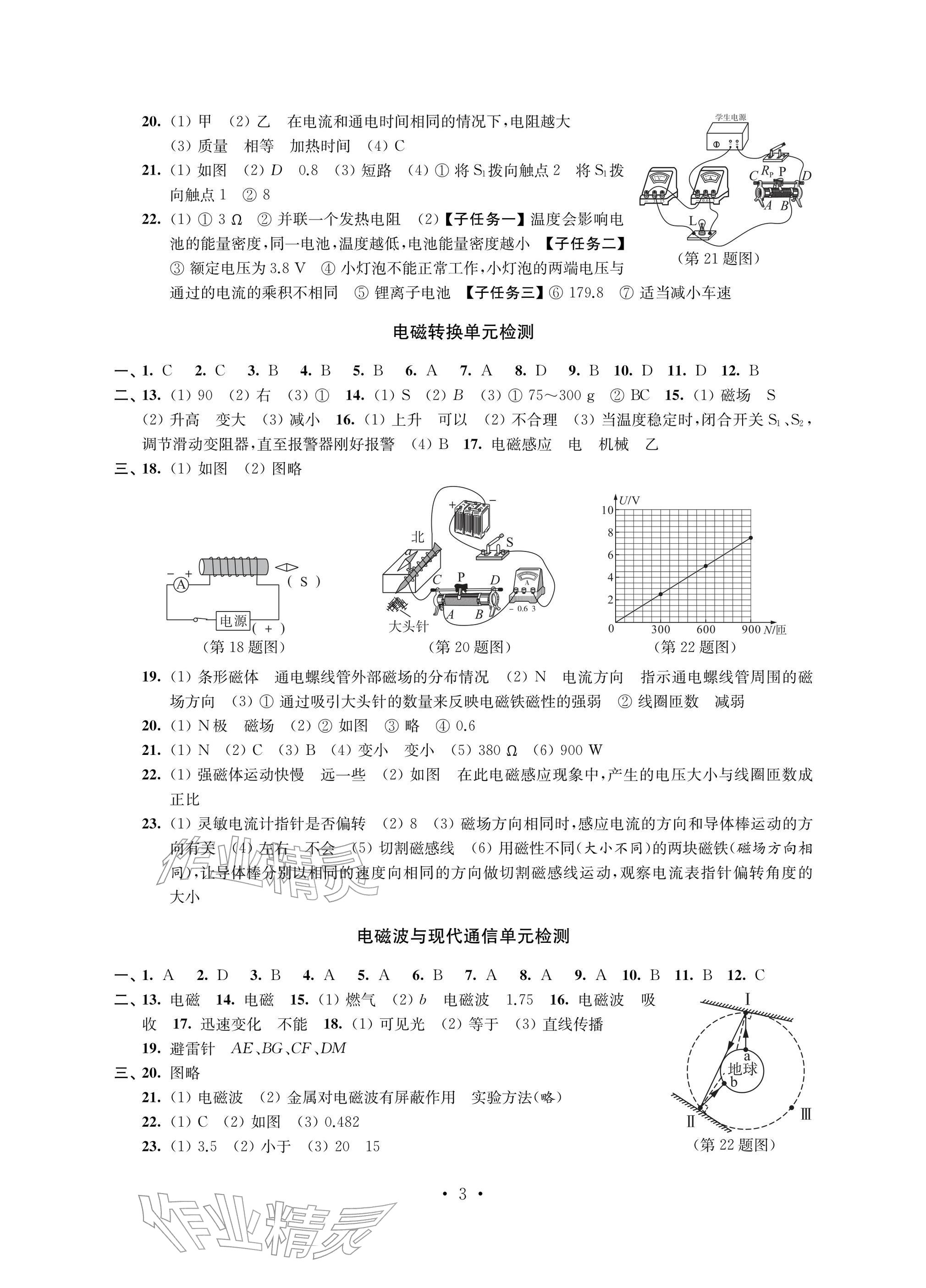 2026年自我提升与评价九年级物理下册苏科版&nbsp;参考答案第3页