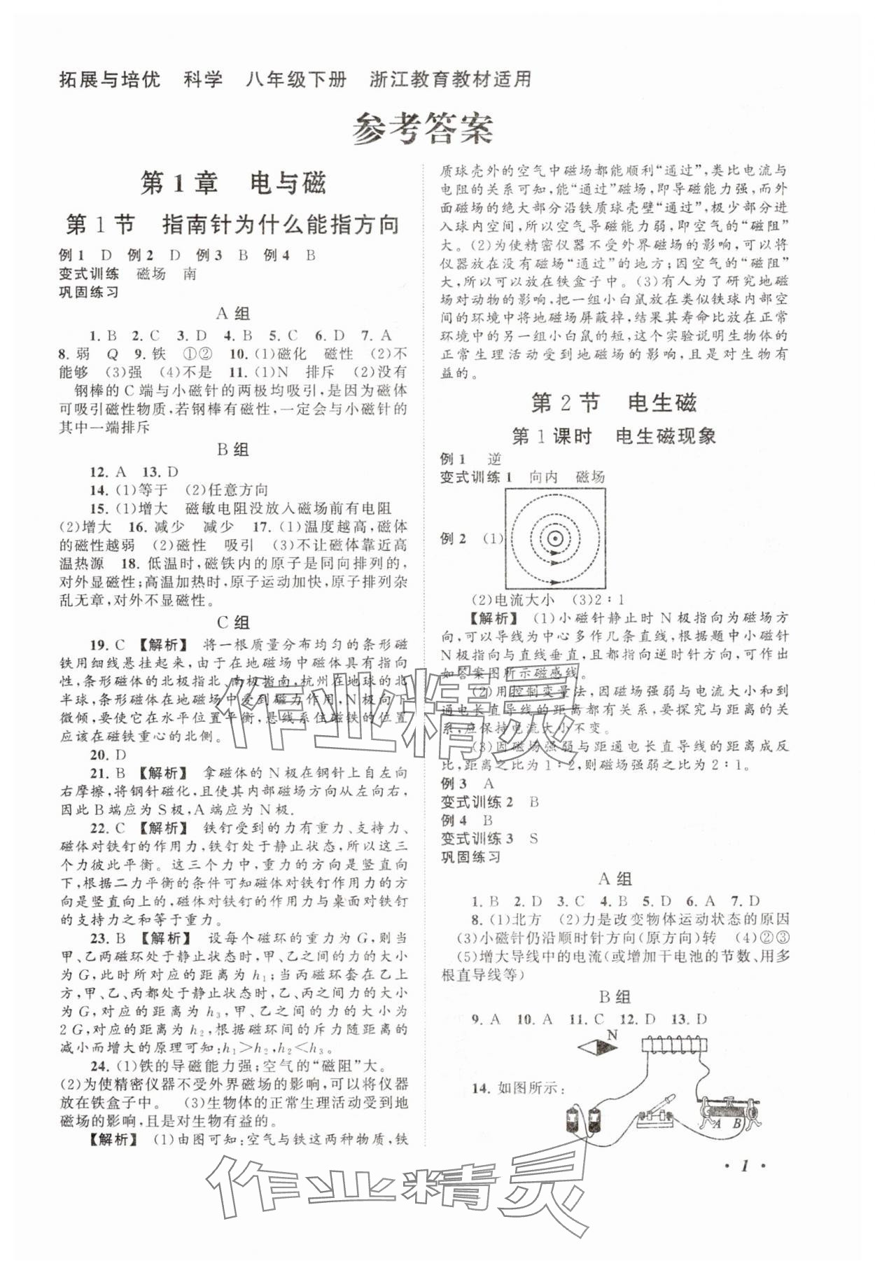 2025年巧學巧練拓展與培優八年級科學下冊浙教版 第1頁