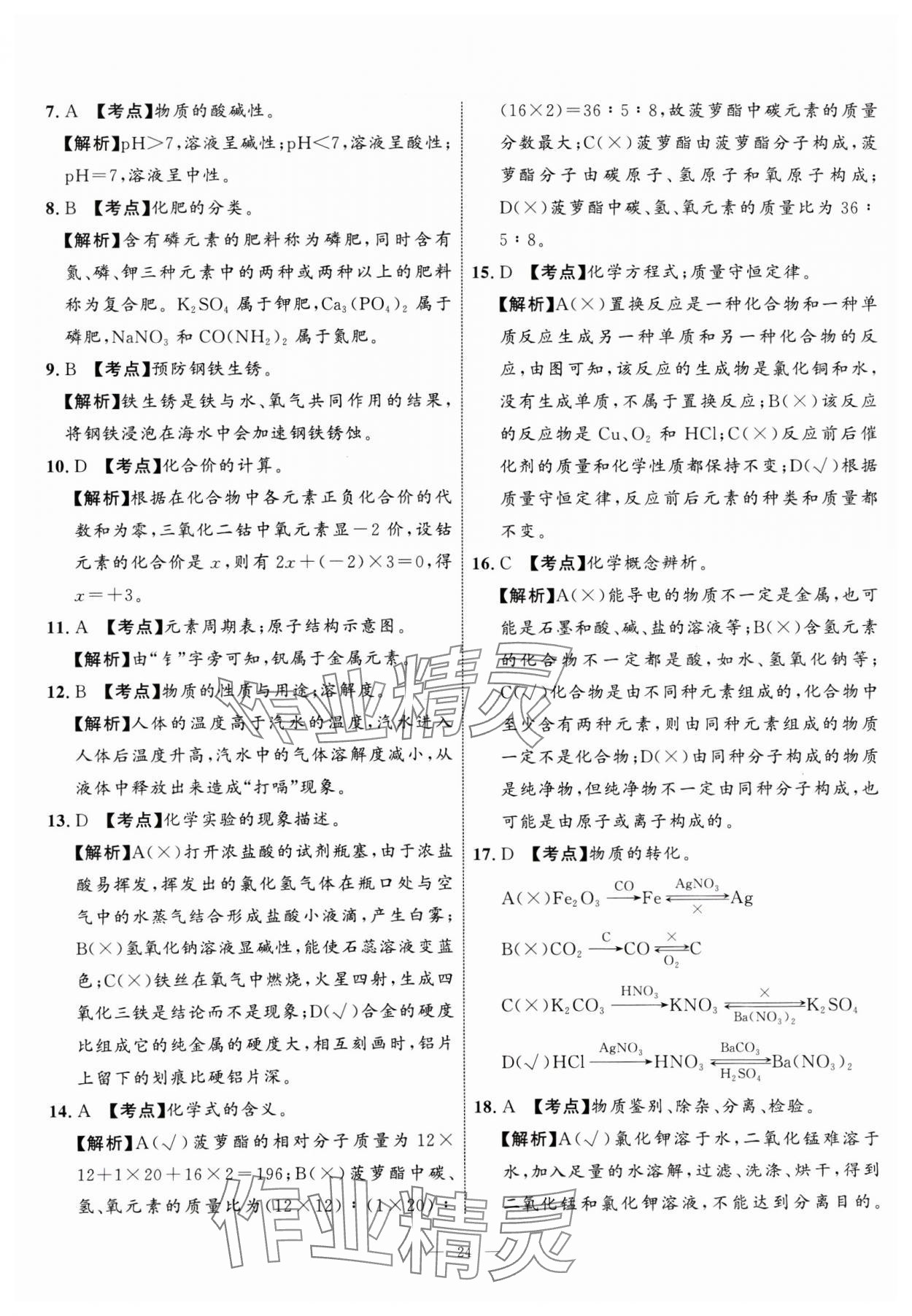 2025年中考备考指南广西2年真题1年模拟试卷化学&nbsp;第24页