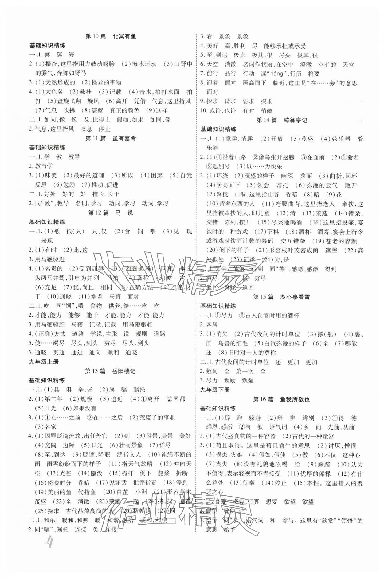 2024年新思路鄭州大學(xué)出版社語文河南專版 參考答案第3頁