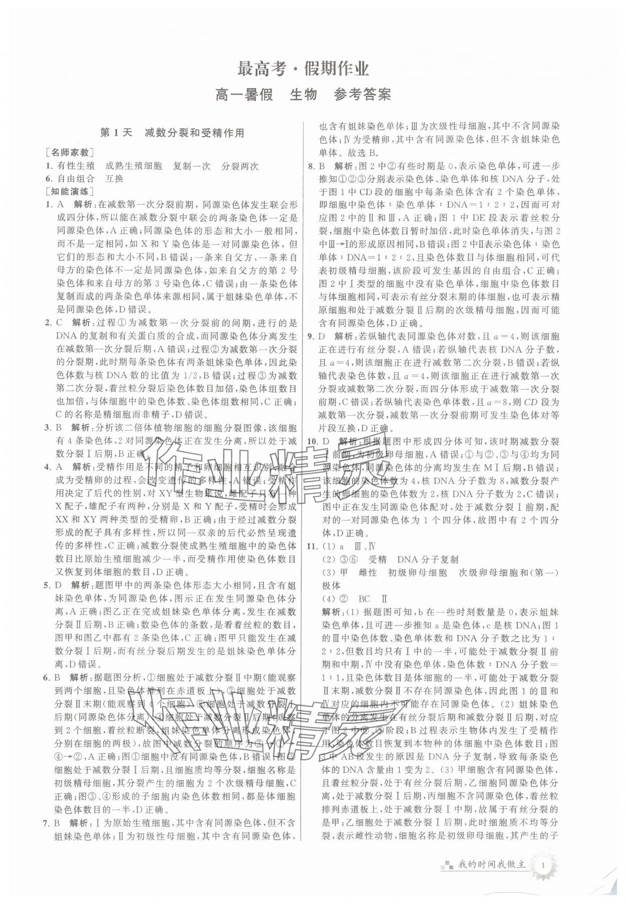 2025年最高考假期作業(yè)高一生物 第1頁(yè)