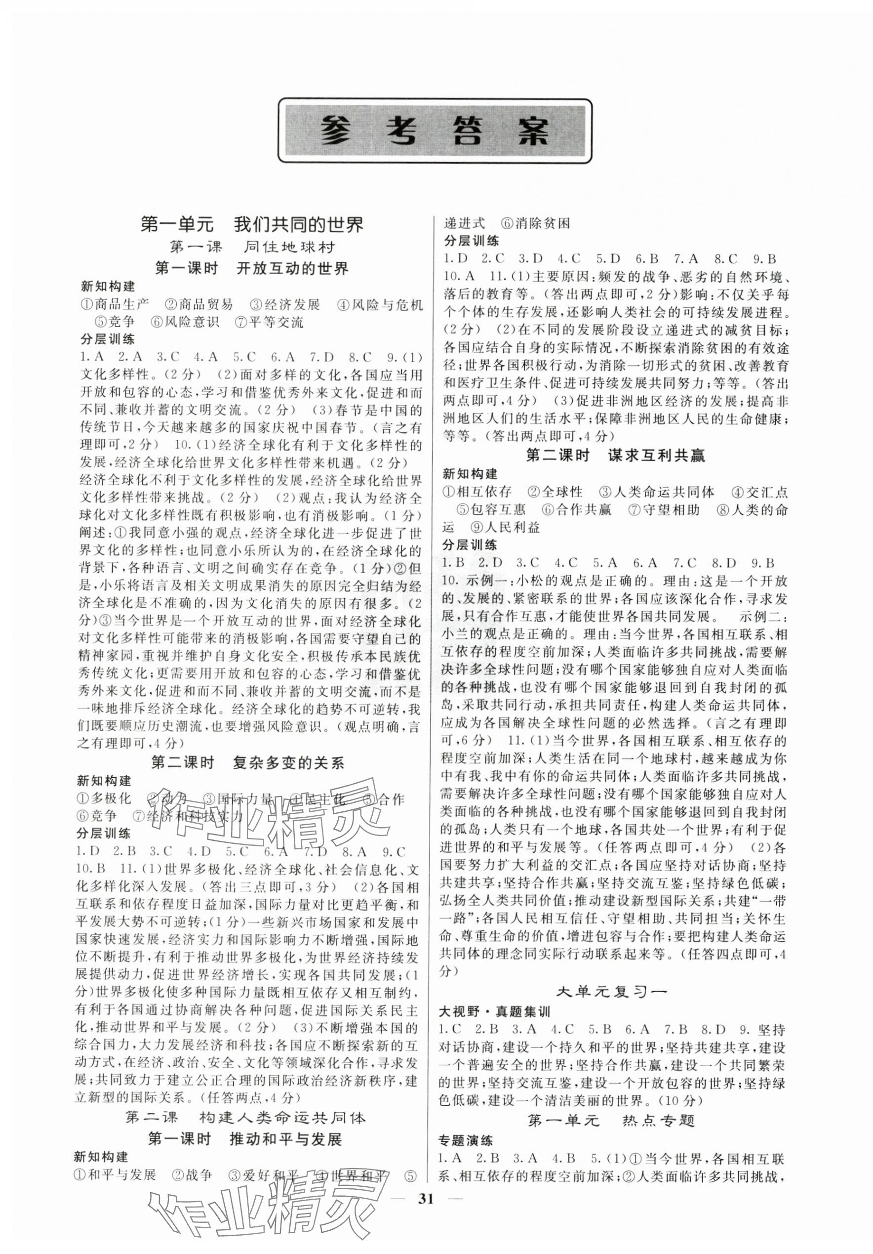 2025年課堂點(diǎn)睛九年級道德與法治下冊人教版 第1頁