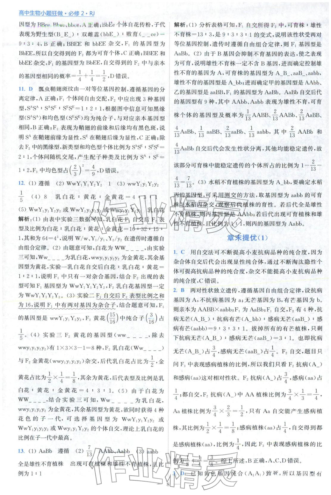 2025年小题狂做高中生物必修第二册人教版 第8页