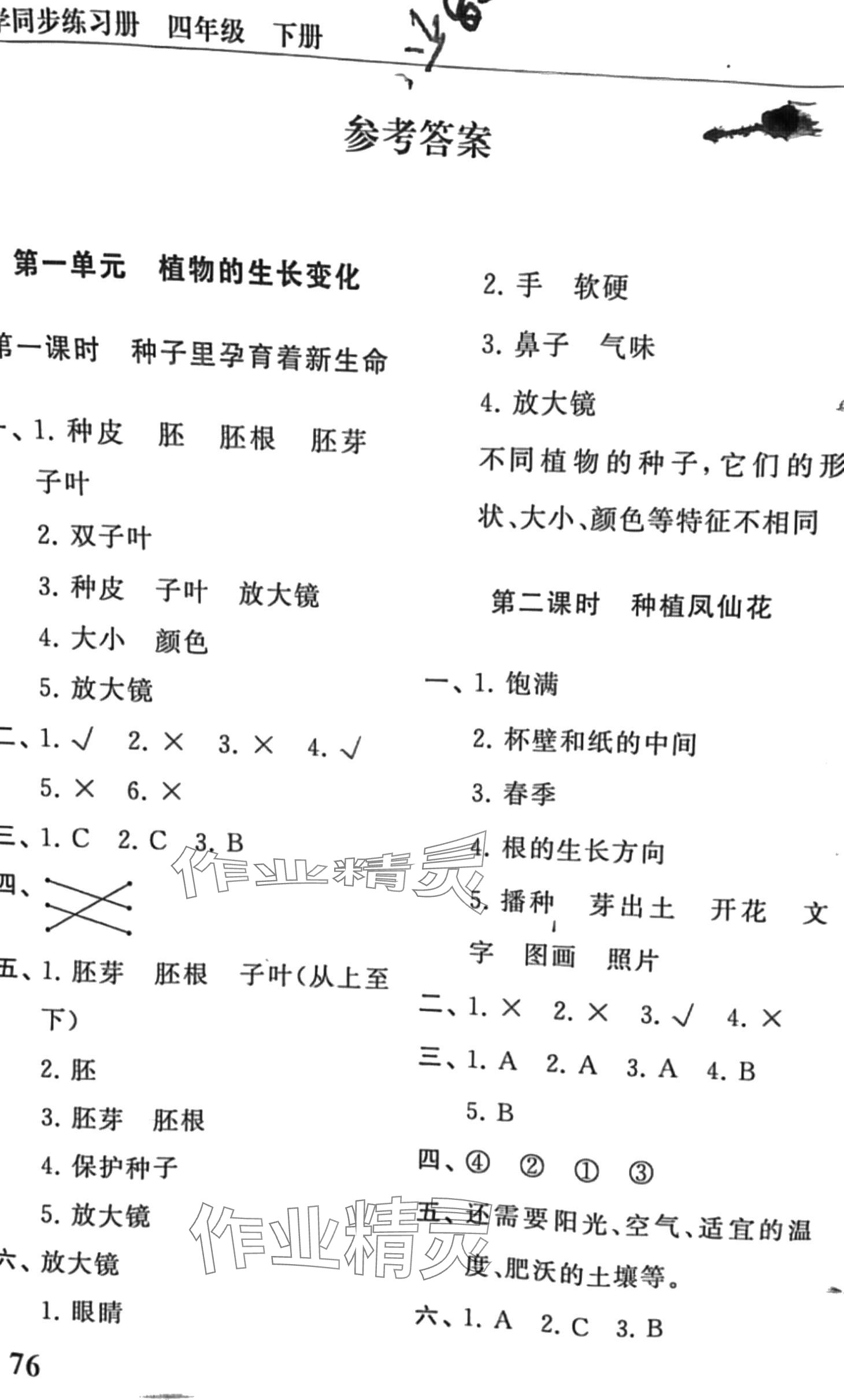 2024年同步練習冊山東友誼出版社四年級科學下冊教科版 第1頁