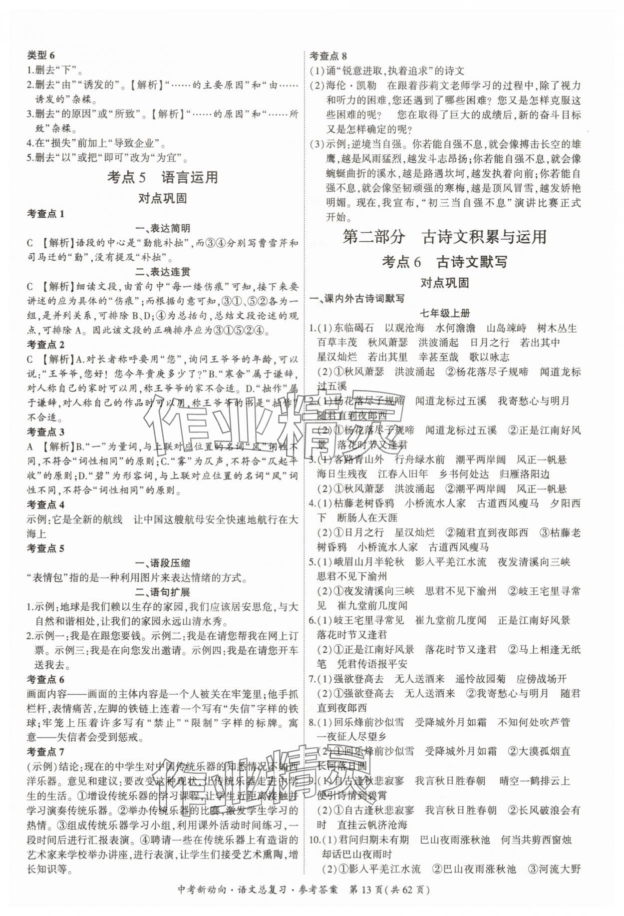 2025年中考新動(dòng)向語(yǔ)文廣東專(zhuān)版 參考答案第13頁(yè)