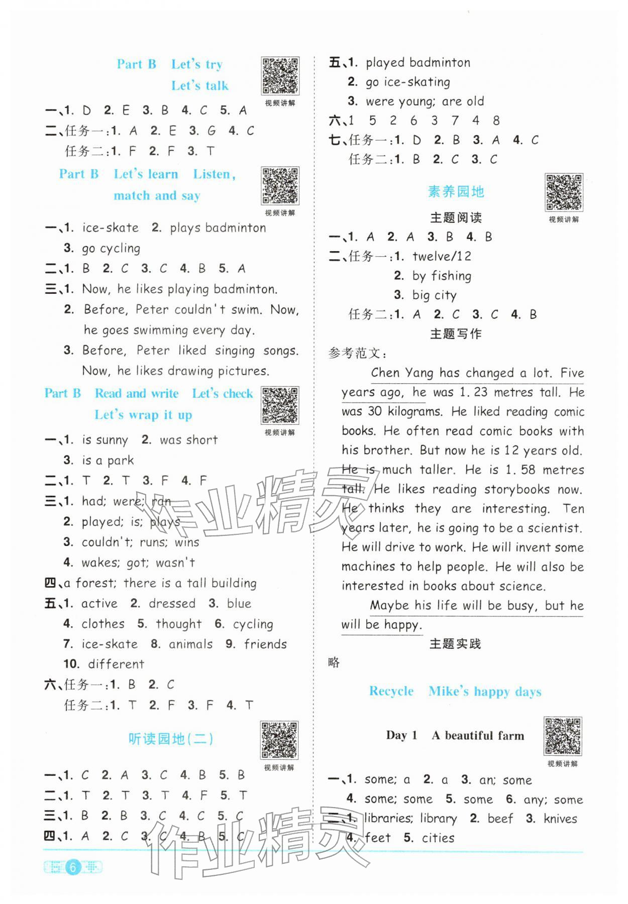 2026年阳光同学课时优化作业六年级英语下册人教版&nbsp;第6页