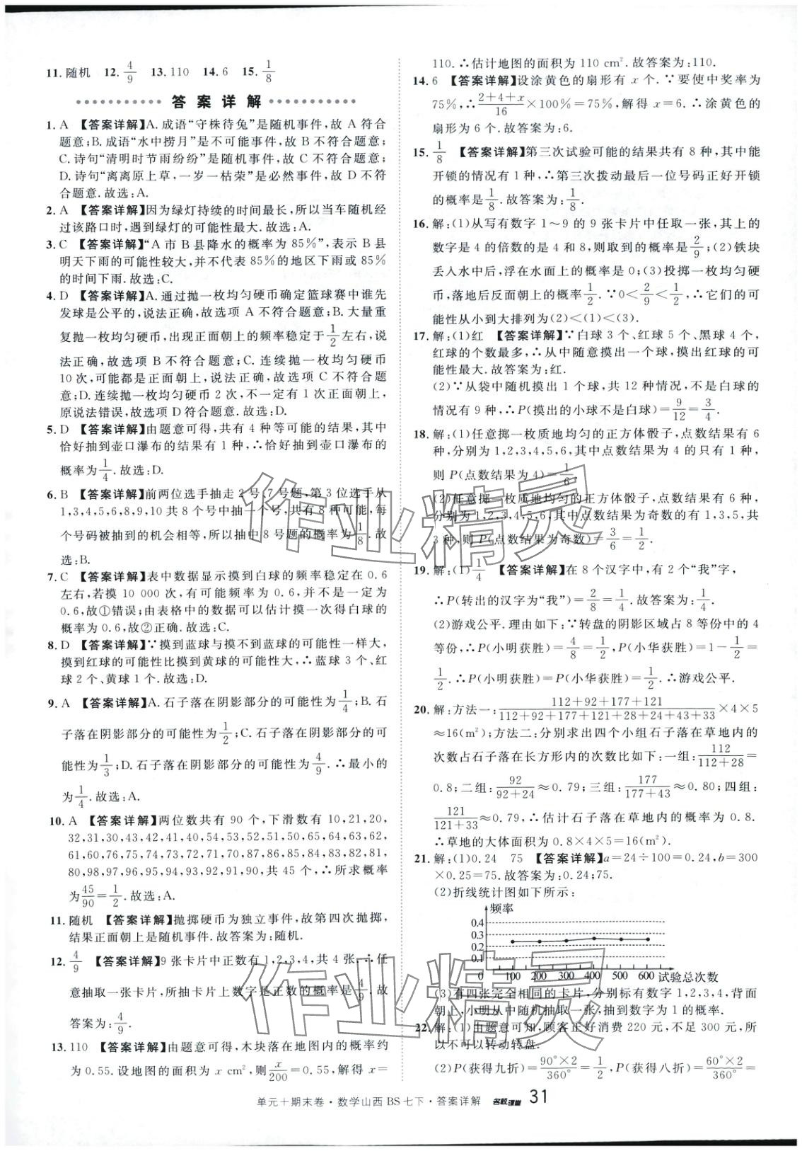 2025年名校真題卷七年級數學下冊北師大版山西專版 第3頁