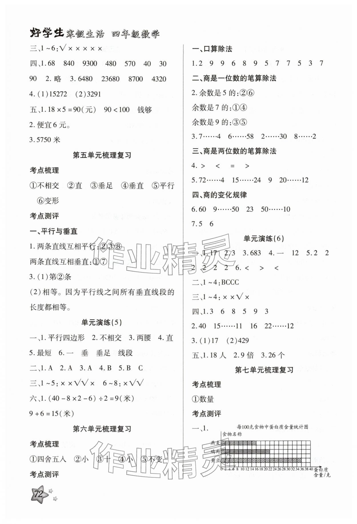 2026年好學(xué)生寒假生活四年級(jí)數(shù)學(xué)&nbsp;參考答案第3頁