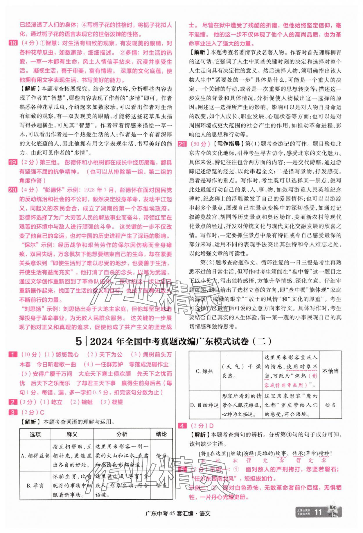 2025年金考卷45套匯編語文廣東專版 第11頁