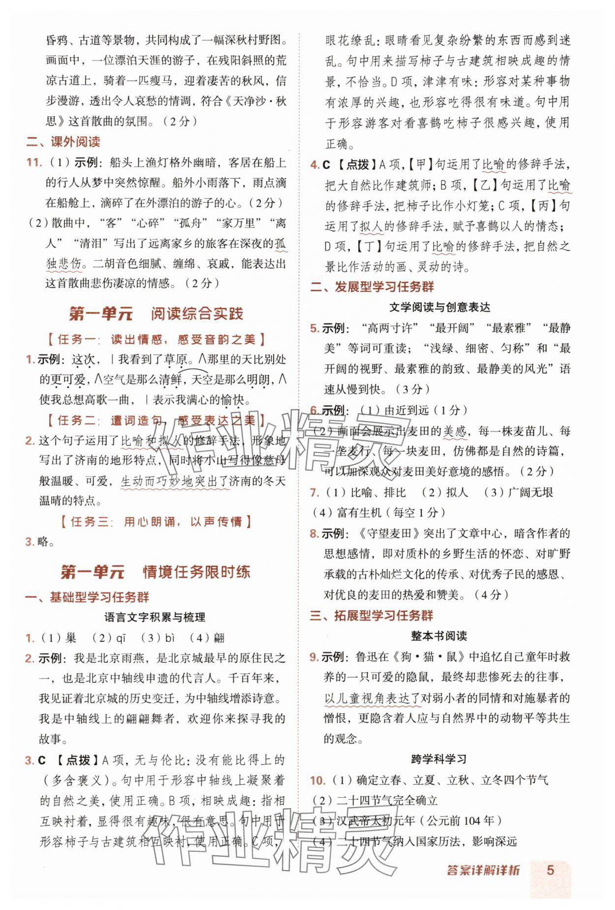 2025年綜合應(yīng)用創(chuàng)新題典中點(diǎn)七年級(jí)語(yǔ)文上冊(cè)人教版 第5頁(yè)