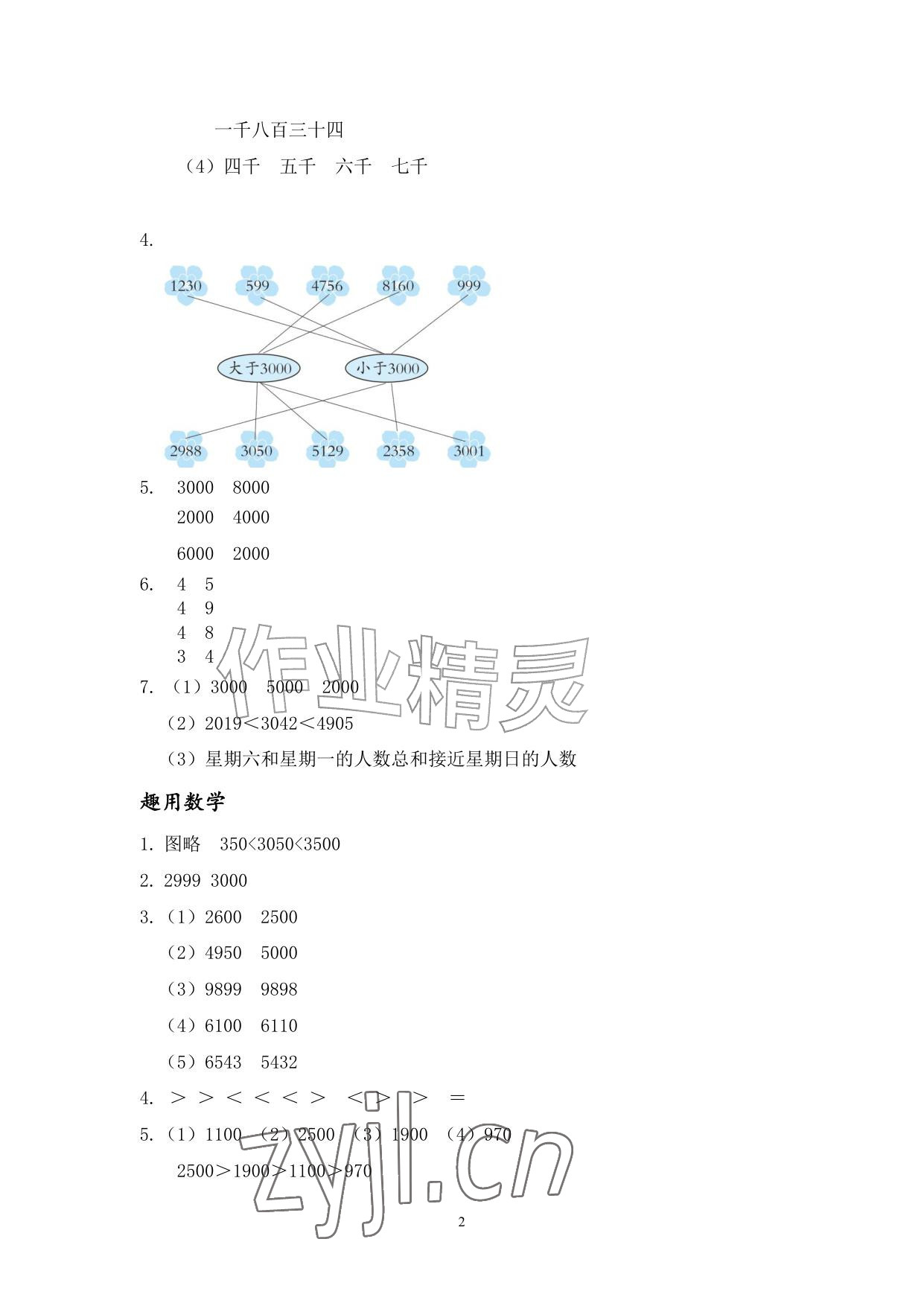 2026年暑假生活安徽少年儿童出版社二年级数学苏教版&nbsp;参考答案第2页