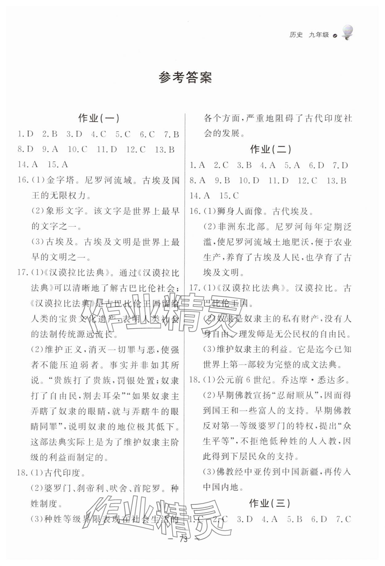 2025年快樂學(xué)習(xí)寒假作業(yè)九年級(jí)歷史東方出版社 第1頁