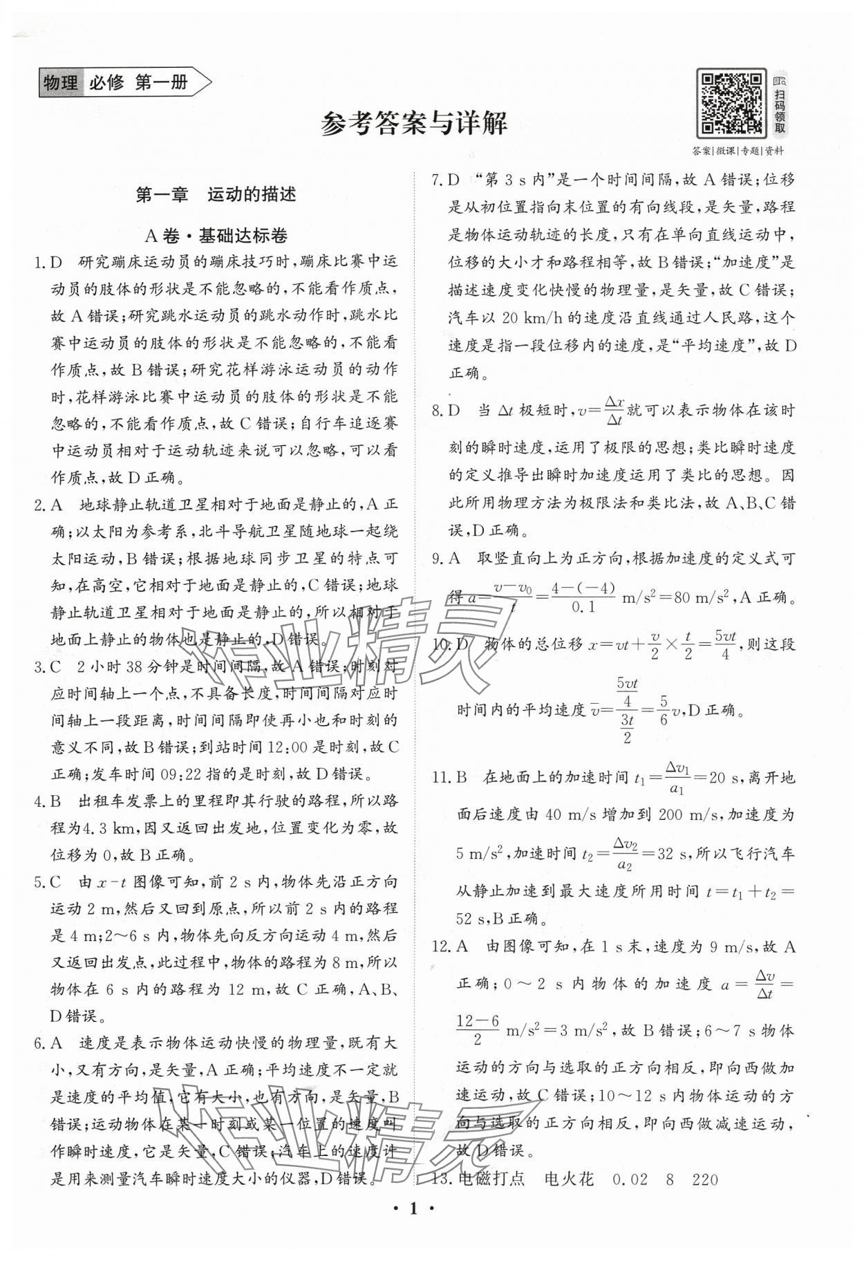 2024年優(yōu)化探究同步分層AB卷高中物理必修第一冊(cè)人教版 第1頁(yè)