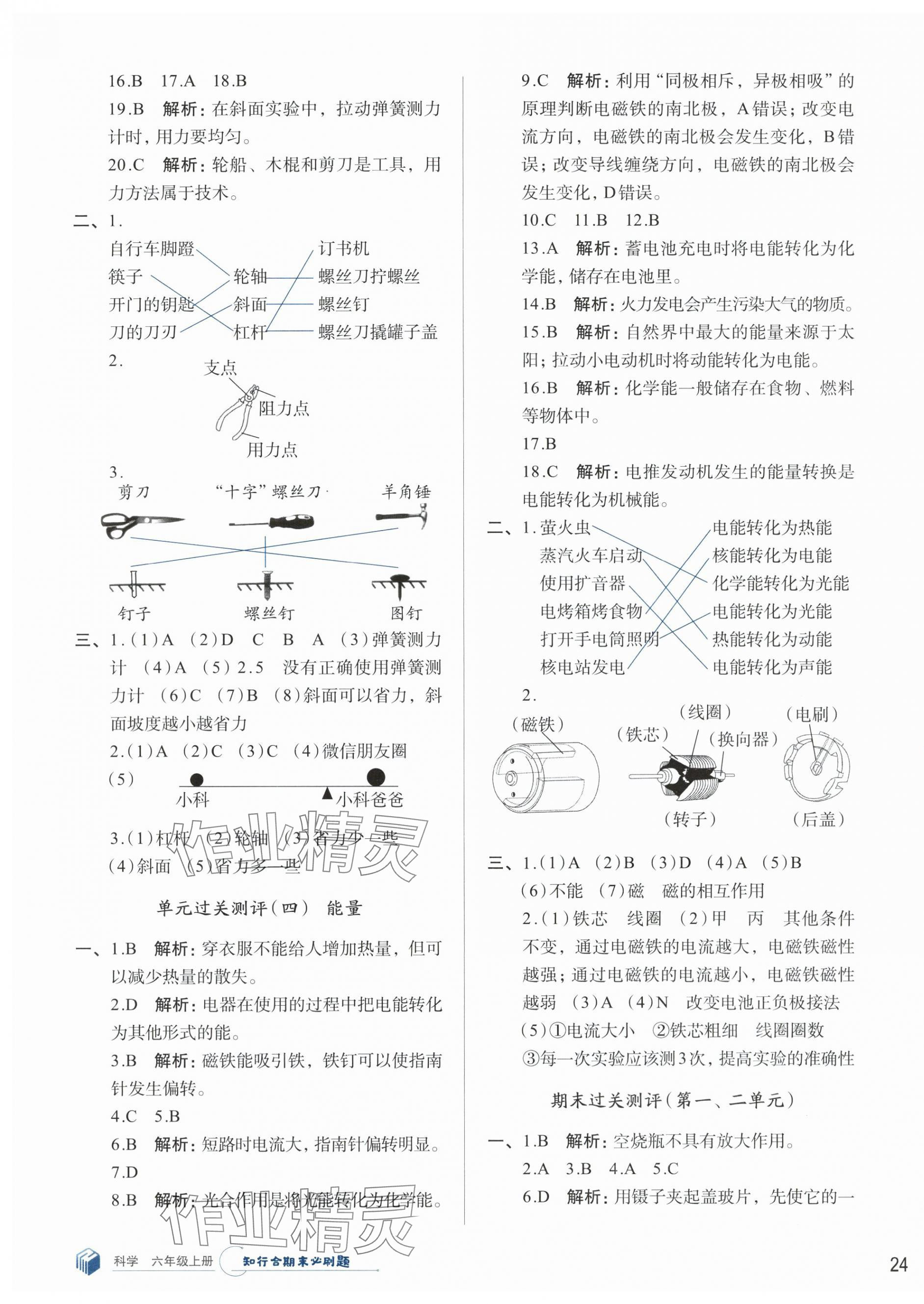 2023年知行合期末必刷題六年級科學(xué)上冊教科版 參考答案第3頁