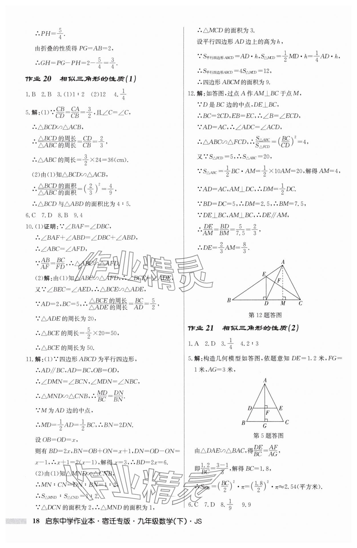 2025年启东中学作业本九年级数学下册苏科版宿迁专版 第18页