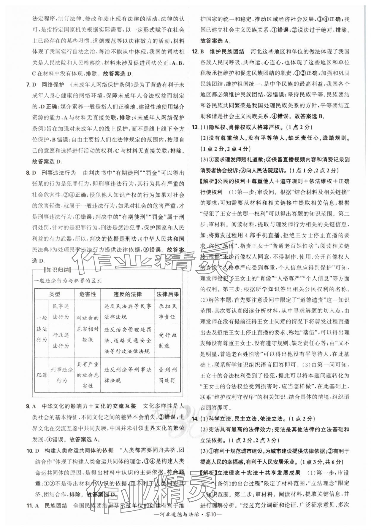 2025年天利38套中考試題精選道德與法治河北專版 參考答案第10頁