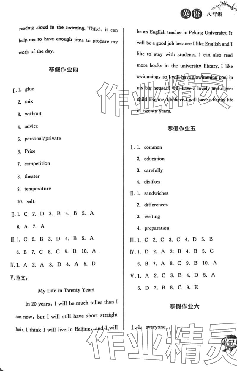 2024年寒假生活河北美术出版社八年级英语 第3页