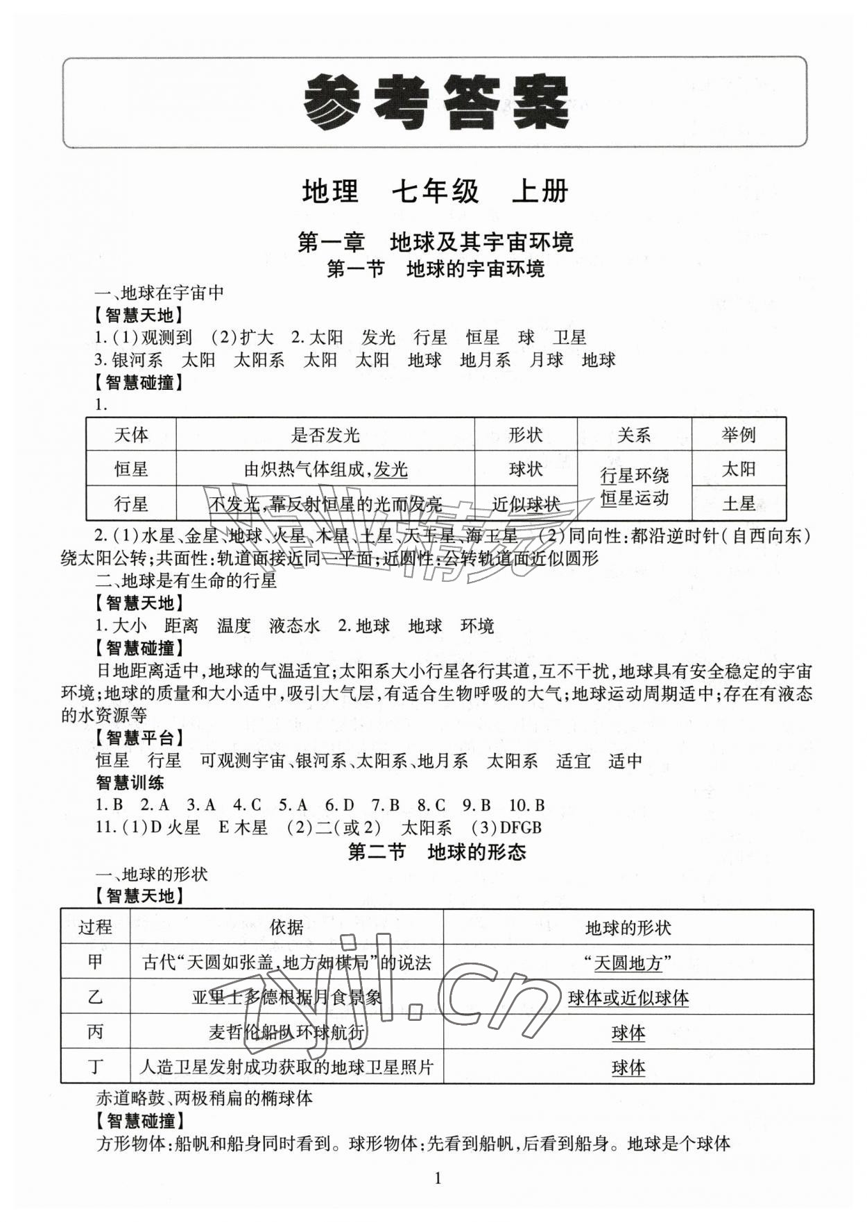 2026年智慧学习导学练七年级地理上册商务星球版&nbsp;第1页