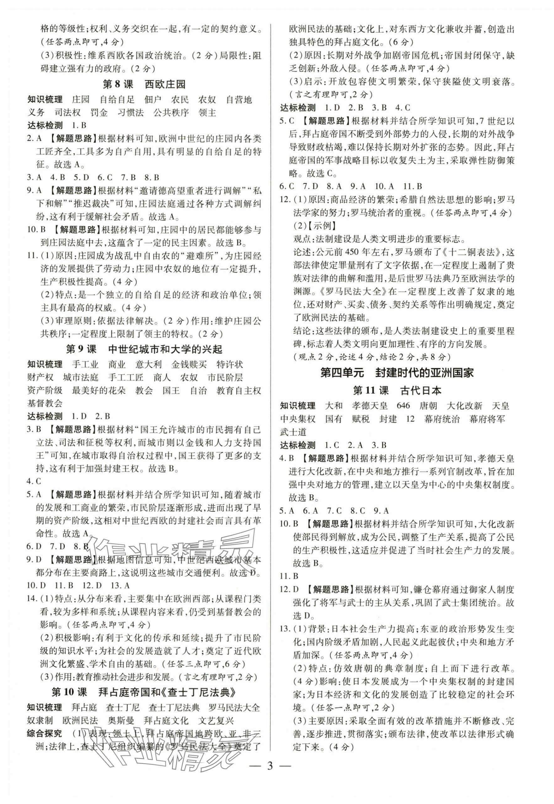 2025年領(lǐng)跑作業(yè)本九年級歷史全一冊人教版廣東專版 第3頁
