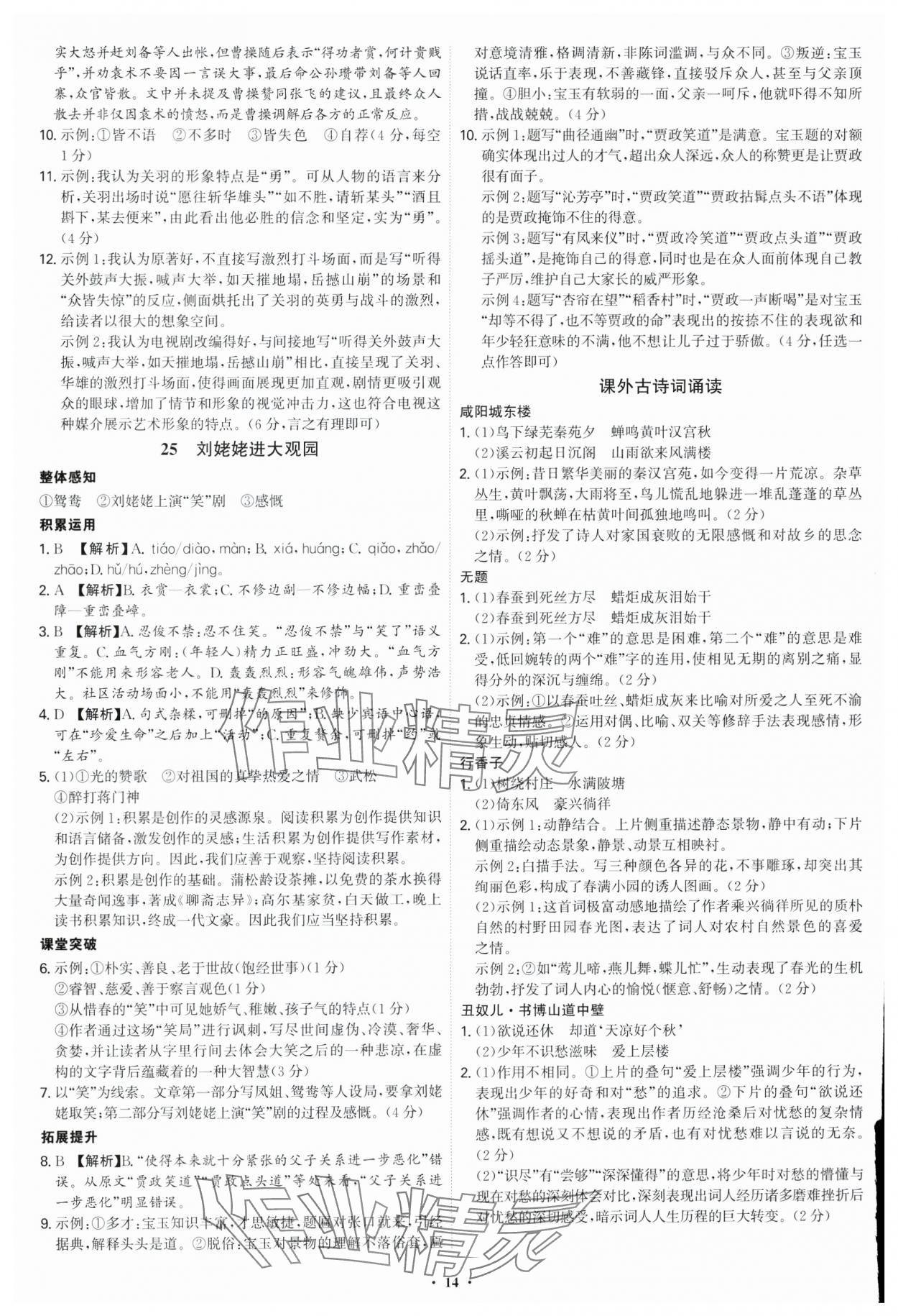 2025年新结构学习测评九年级语文全一册人教版 第14页