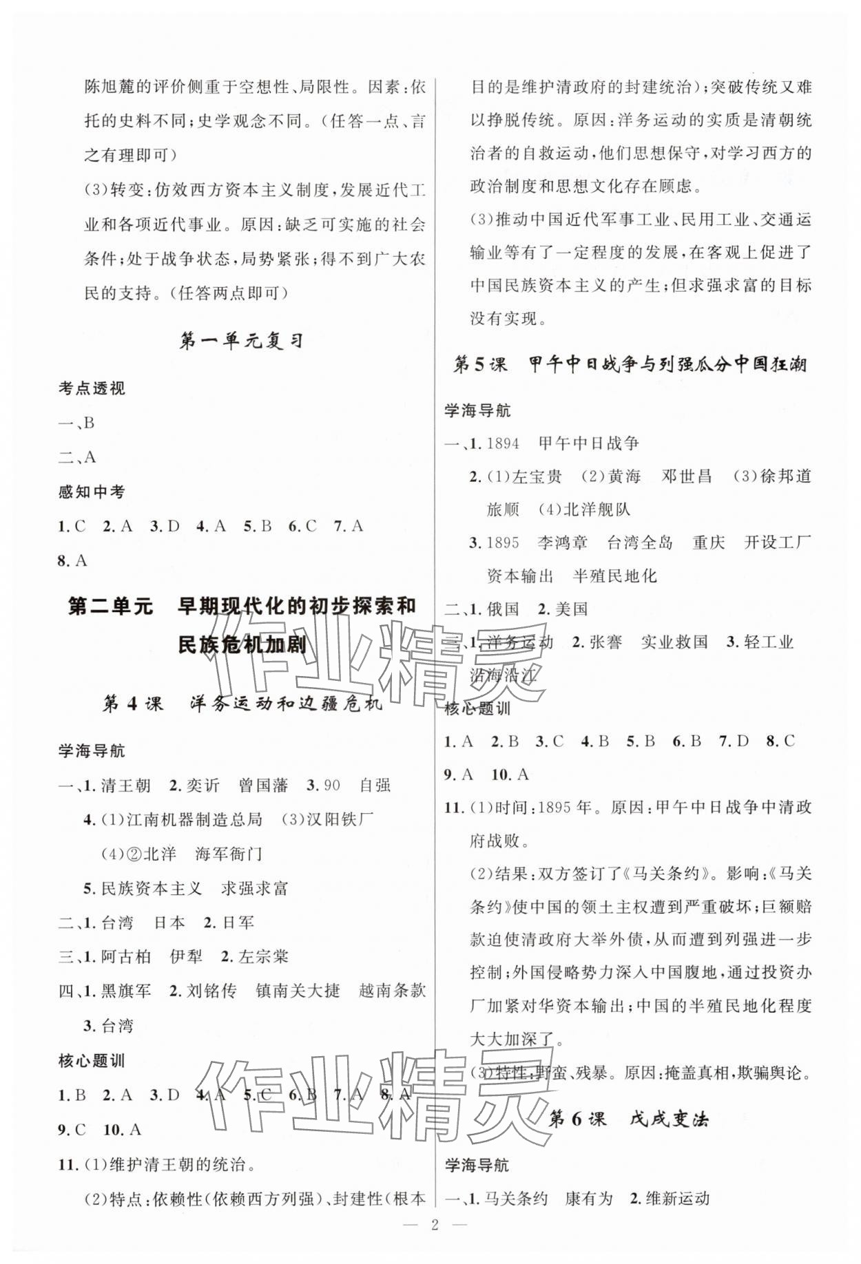 2025年顶尖课课练八年级历史上册人教版贵州专版 第2页