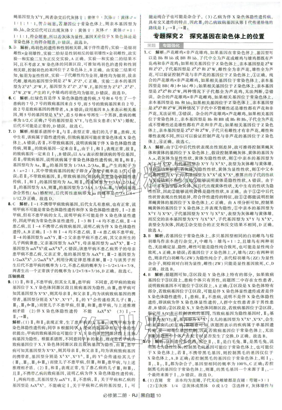 2026年经纶学典学霸黑白题高中生物必修第二册人教版&nbsp;第10页