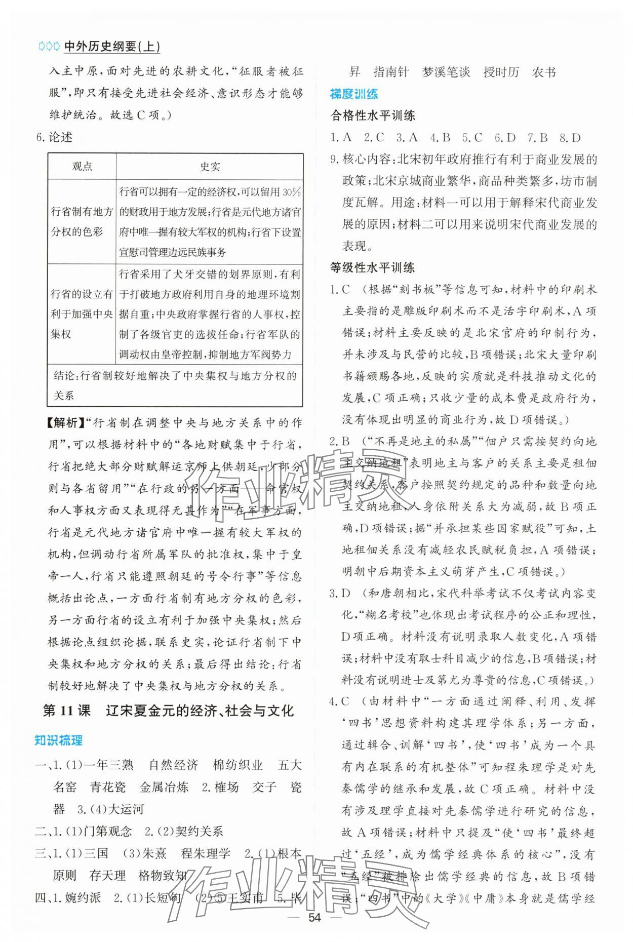 2025年同步学案解析与测评高中历史必修上册人教版&nbsp;第10页