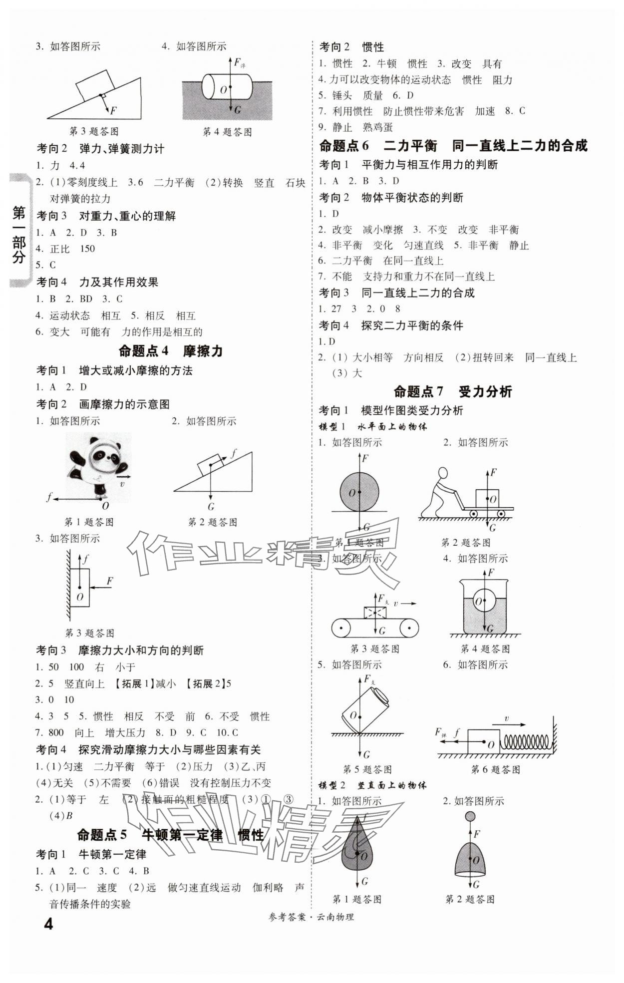 2024年一战成名考前新方案物理云南专版 参考答案第4页