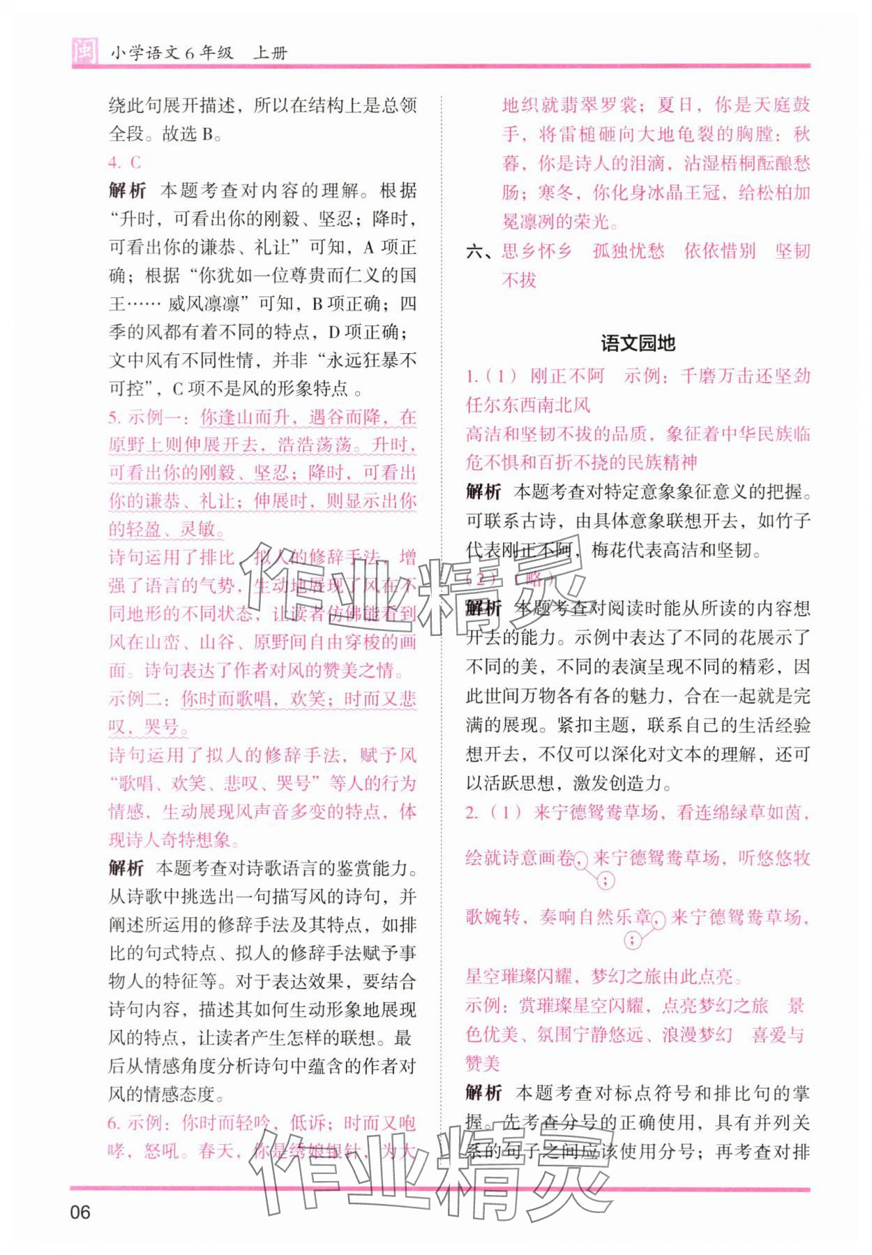 2025年木頭馬分層課課練六年級語文上冊人教版福建專版 第6頁