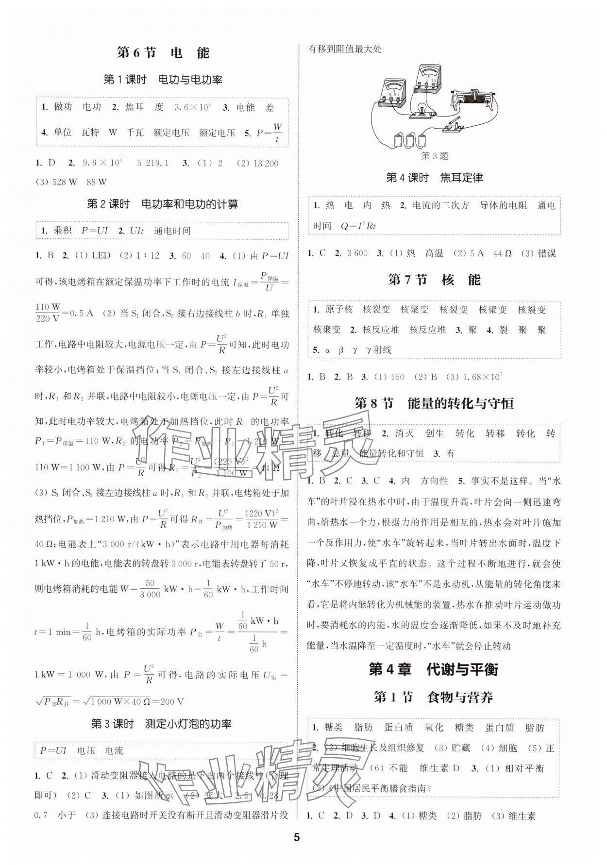 2025年通城學典課時作業(yè)本九年級科學全一冊浙教版 第5頁