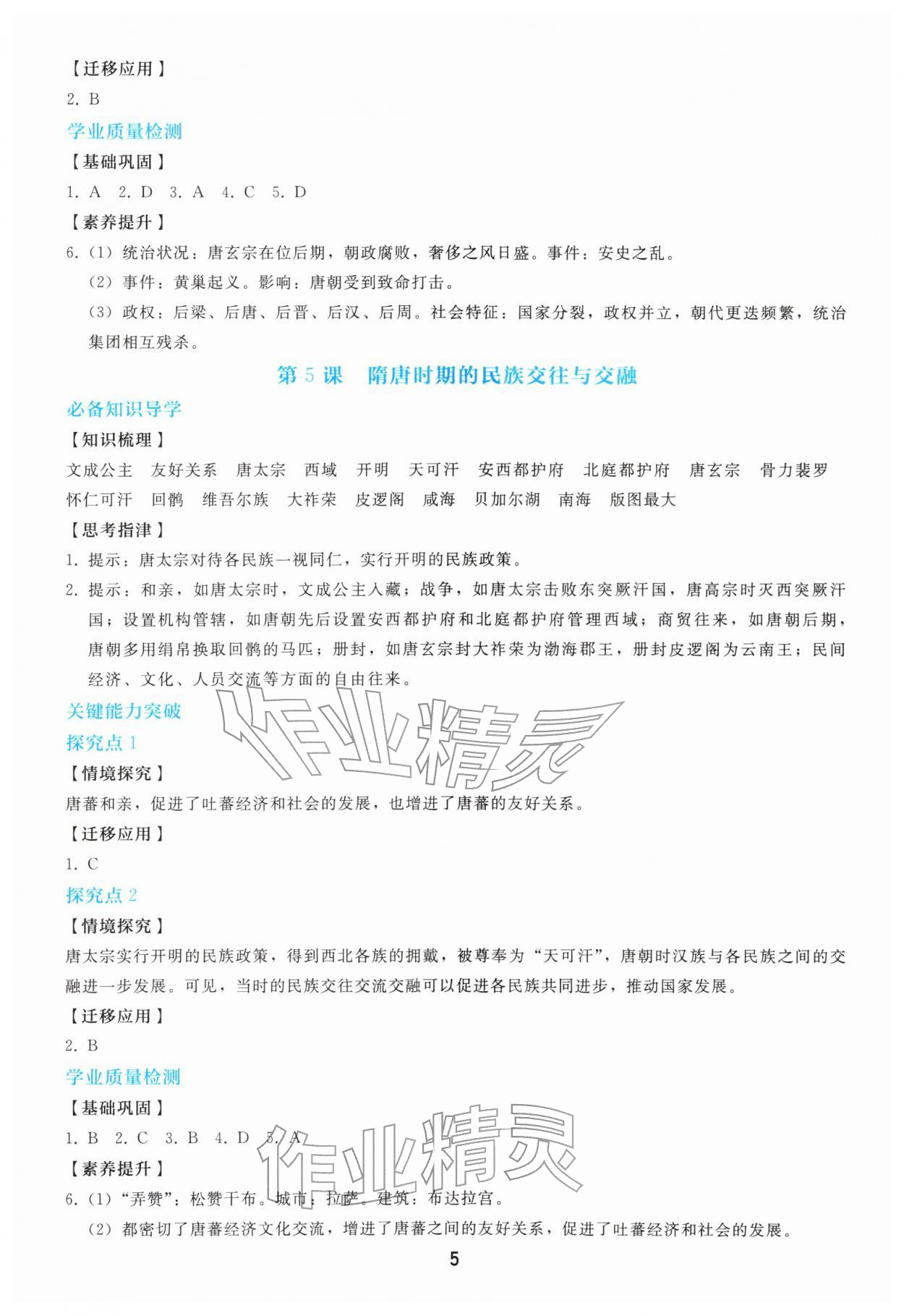 2026年同步轻松练习七年级历史下册人教版&nbsp;第5页