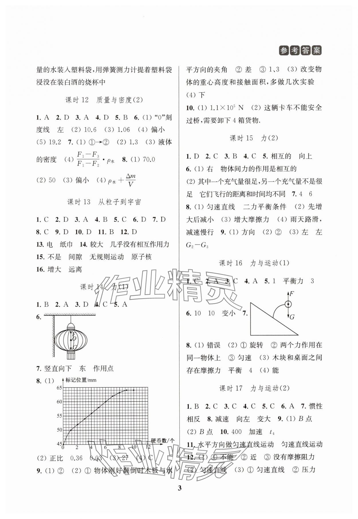 2025年新课程新理念新题型中考一轮复习中考物理&nbsp;参考答案第3页