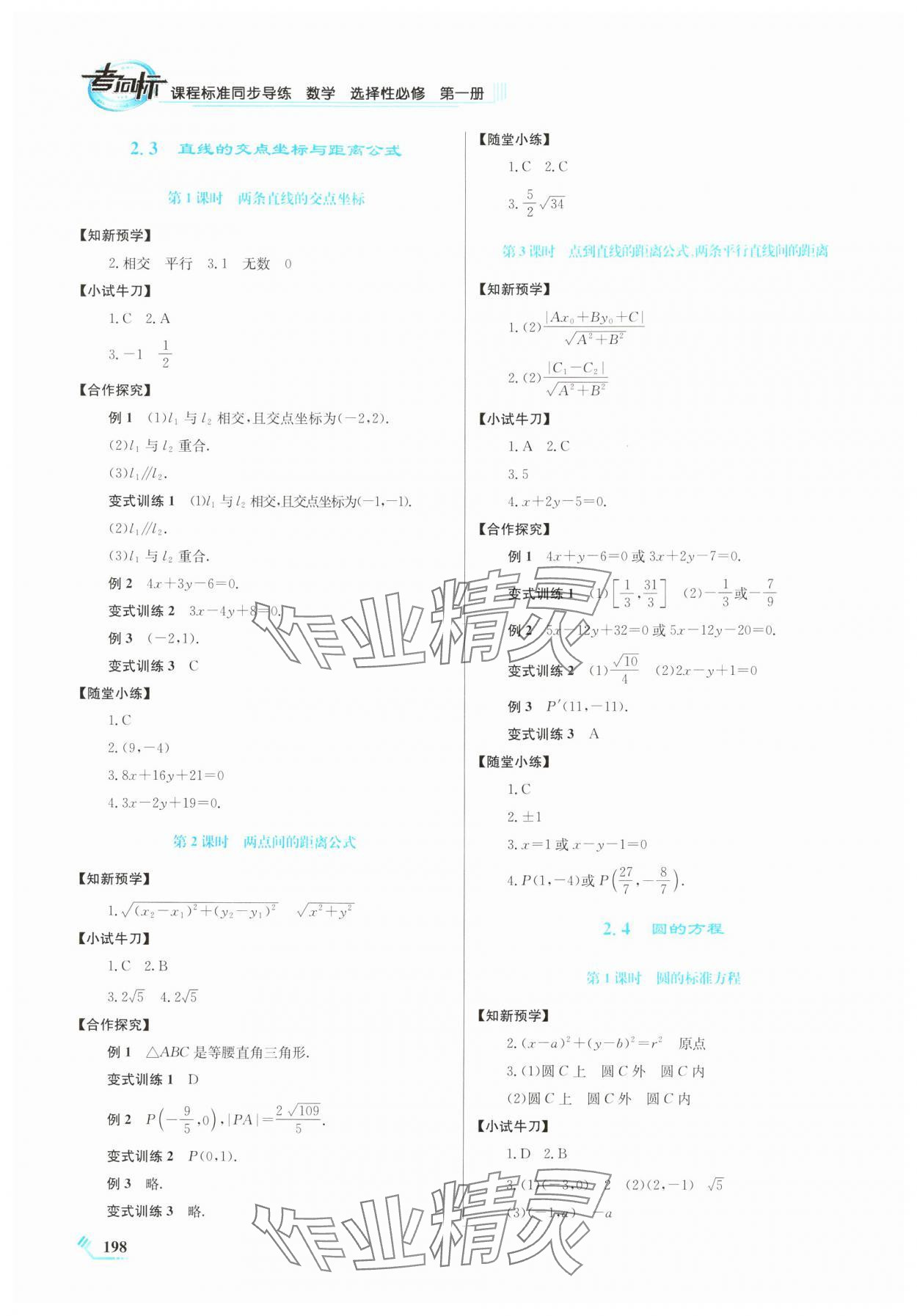 2024年課程標(biāo)準(zhǔn)同步導(dǎo)練高中化學(xué)選擇性必修1人教版 參考答案第6頁