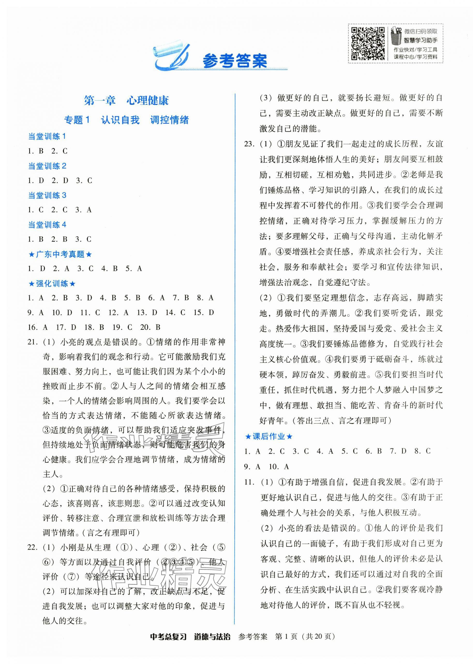 2025年中考總復習道德與法治廣東人民出版社 第1頁