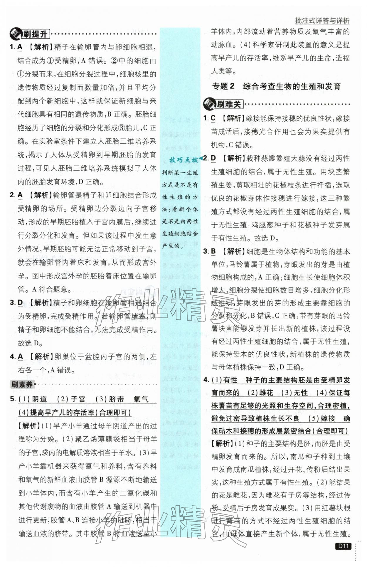 2026年初中必刷题八年级生物下册苏教版&nbsp;第11页