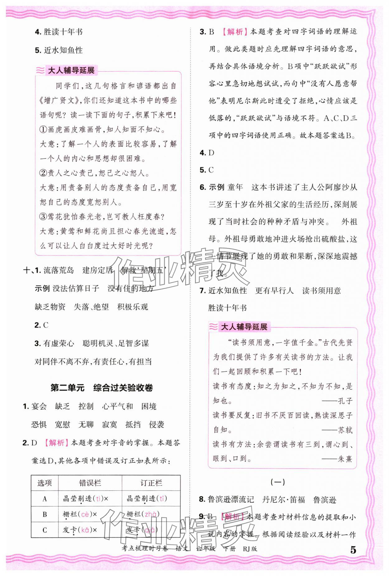 2025年王朝霞考點梳理時習(xí)卷六年級語文下冊人教版 第5頁