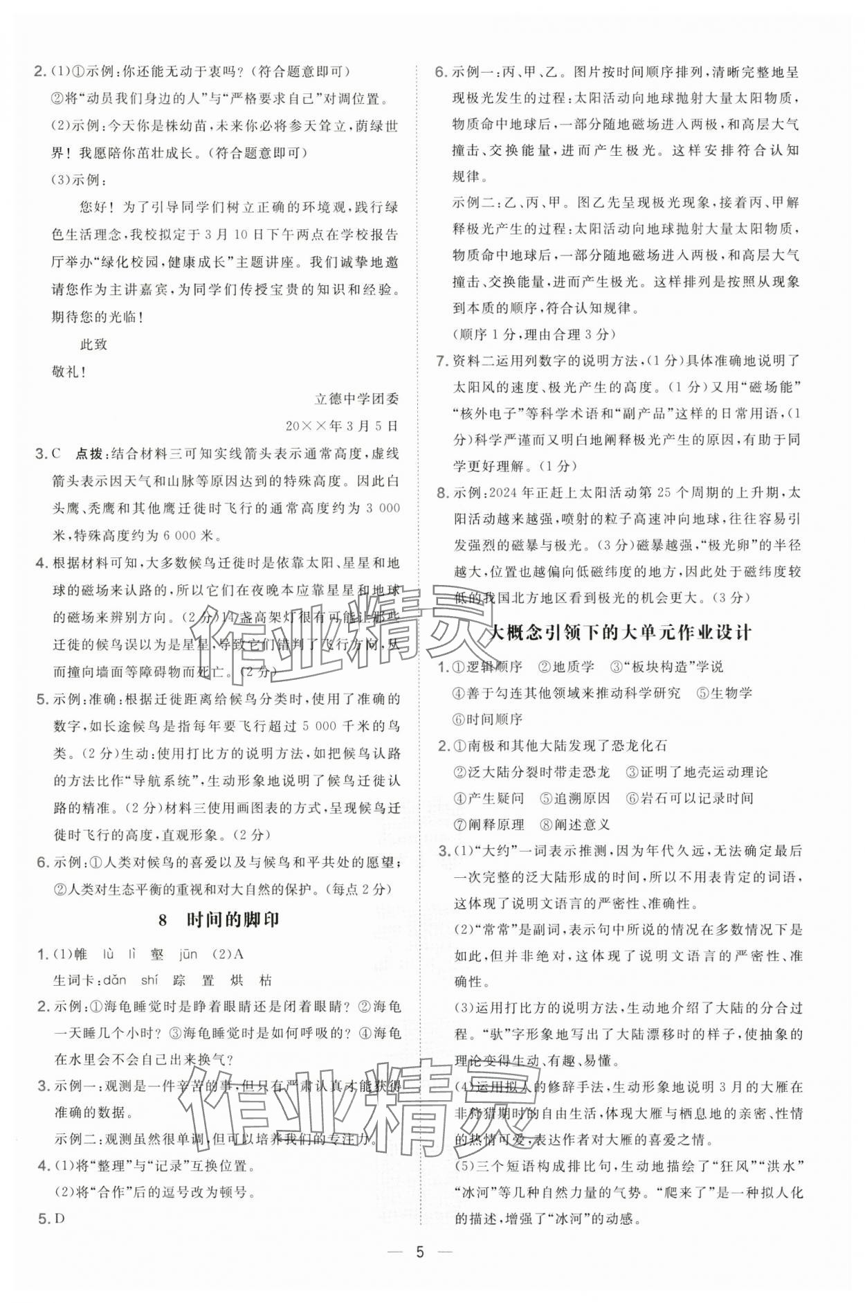 2025年點撥訓練八年級語文下冊人教版安徽專版 參考答案第5頁