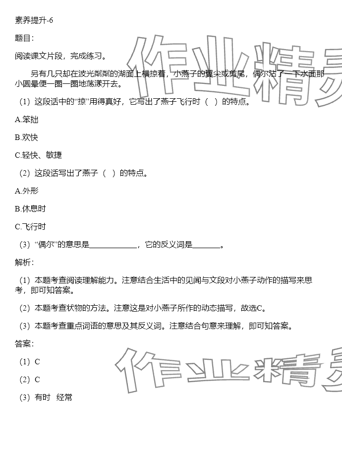 2024年同步实践评价课程基础训练三年级语文下册人教版 参考答案第13页