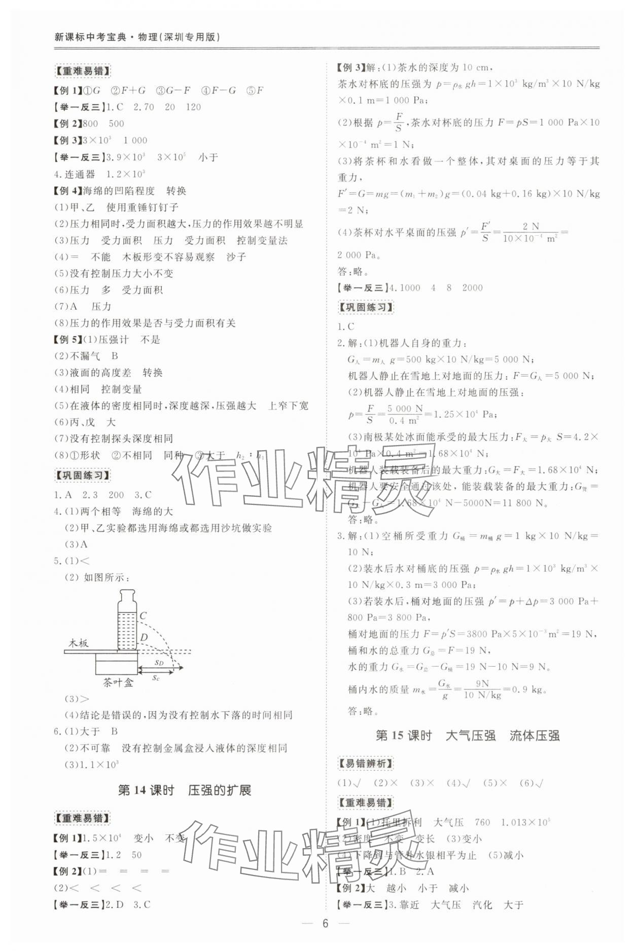 2025年新課標中考寶典物理深圳專版 參考答案第6頁