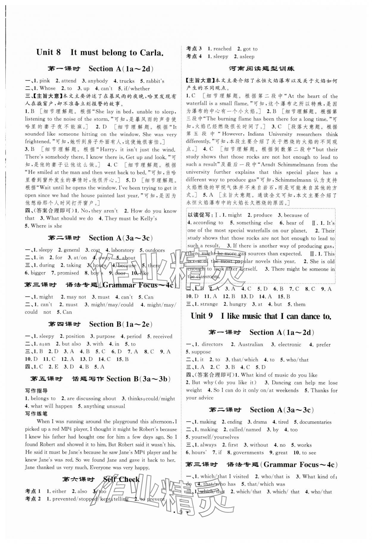 2024年課堂導(dǎo)學(xué)九年級英語全一冊人教版 參考答案第9頁