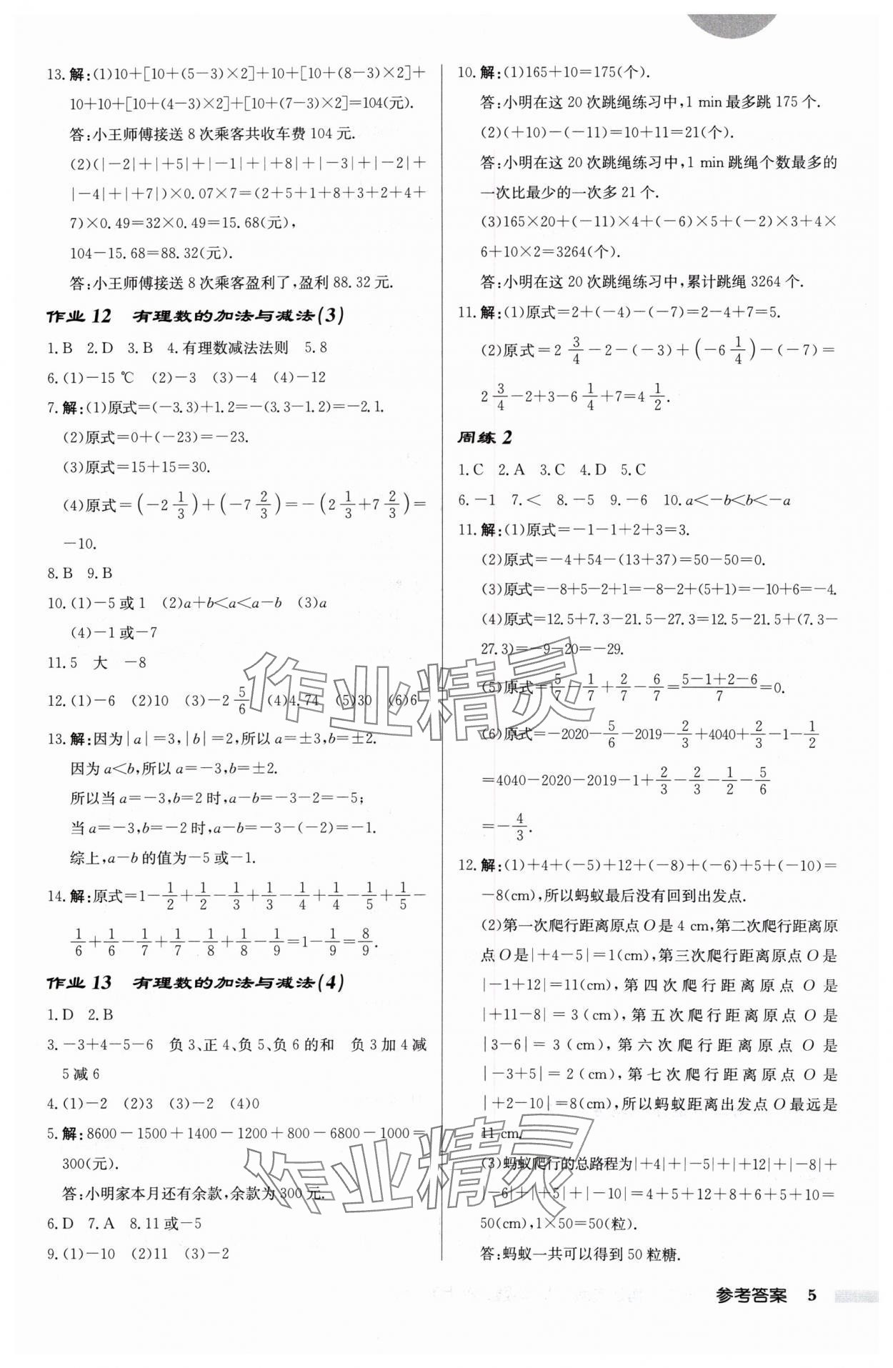 2024年启东中学作业本七年级数学上册苏科版宿迁专版 第5页