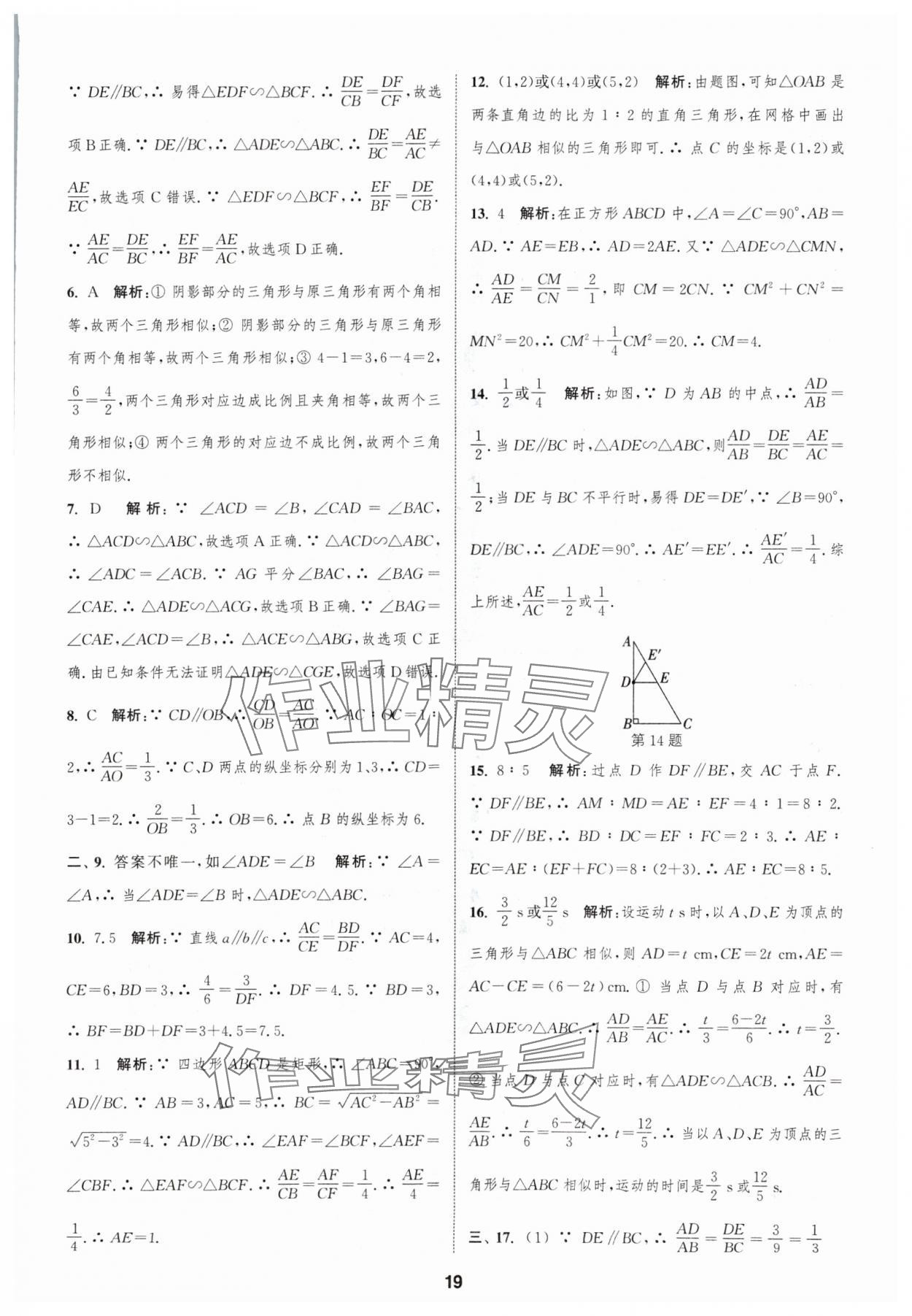 2024年通城学典全程测评卷九年级数学全一册苏科版 参考答案第19页