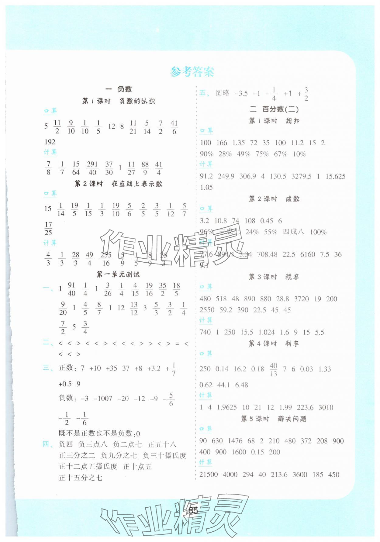 2025年小学生数学优化速算训练卡六年级下册人教版 第1页
