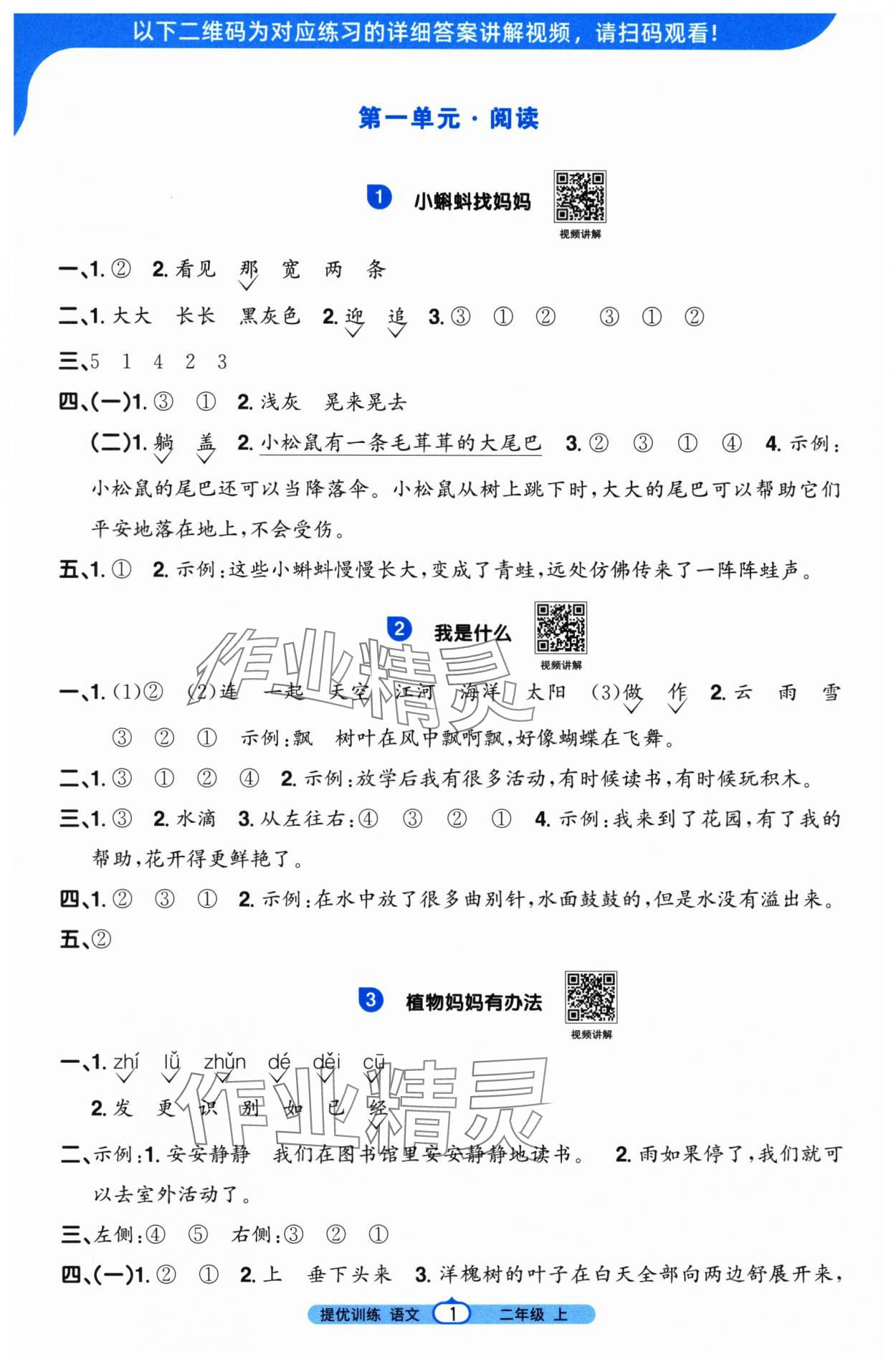 2025年阳光同学课时提优训练二年级语文上册人教版 第1页