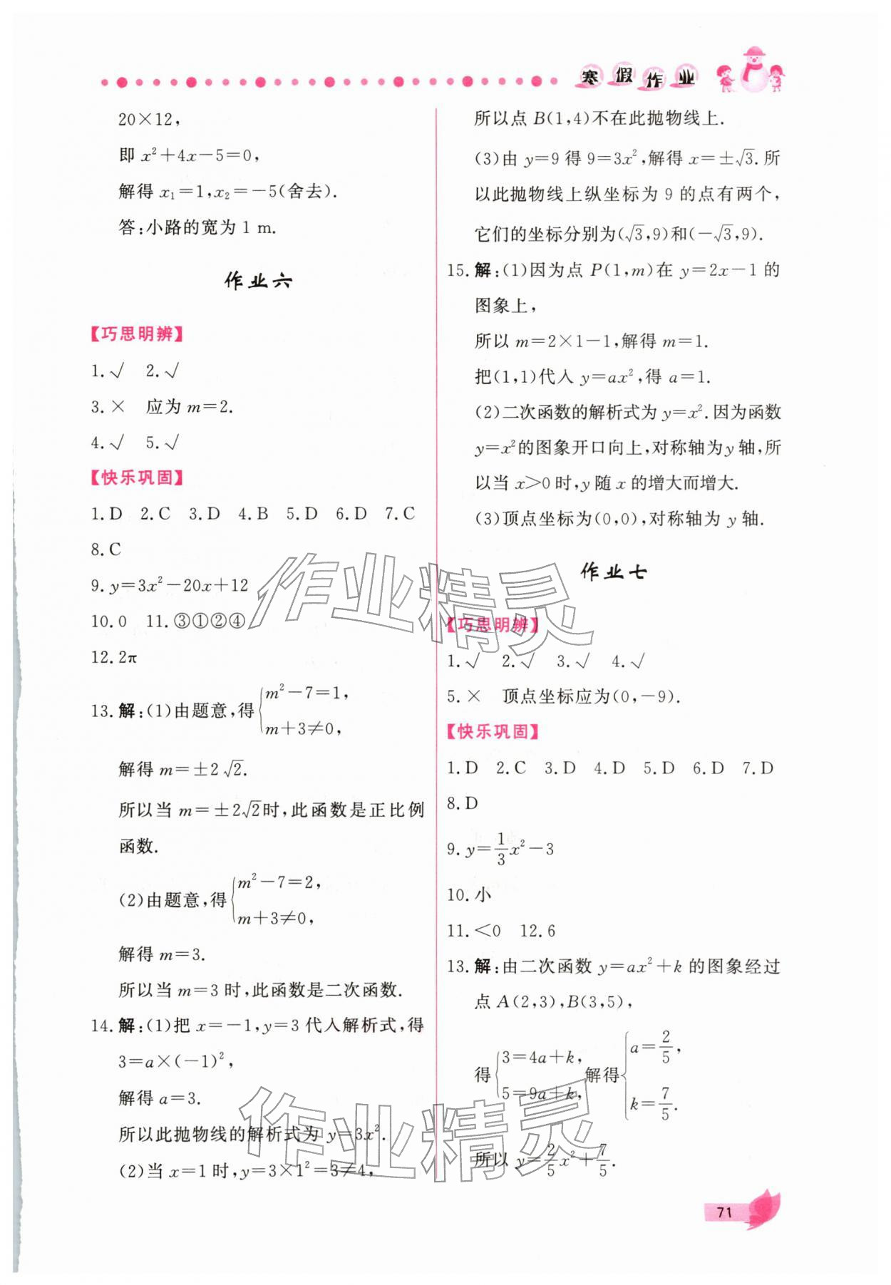 2026年新學(xué)案寒假作業(yè)九年級數(shù)學(xué)人教版&nbsp;第5頁