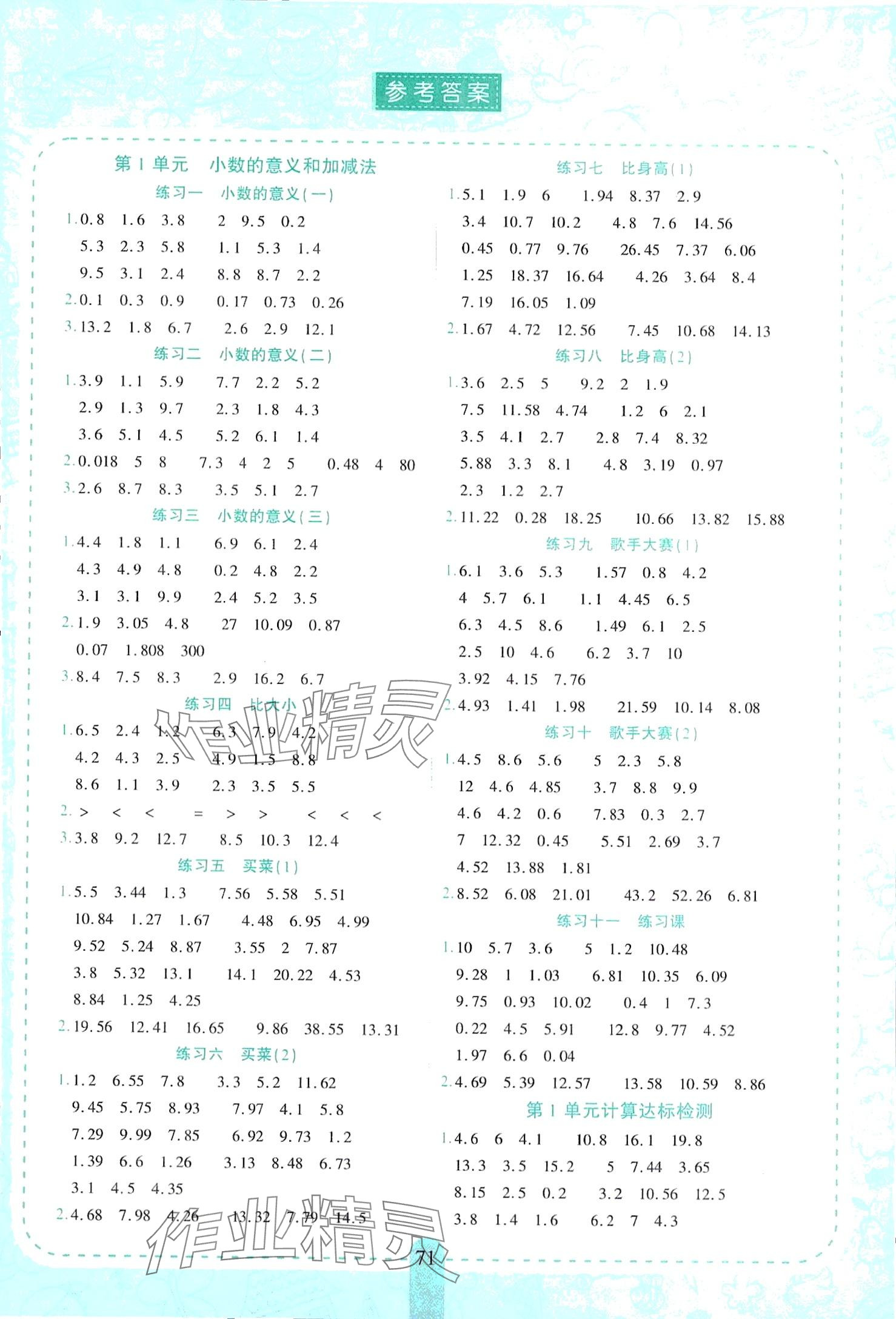 2024年練到位口算一練通四年級(jí)下冊(cè)北師大版 第1頁